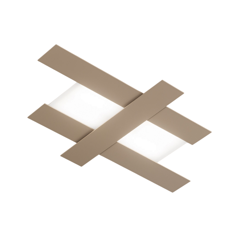 Gea Luce  Aplique Led De Diseño Moderno 40W Tórtola, Estructura Geométrica De Acero, Luz Cálida 3000K, 2620Lm, Ancho 84 Cm, Ip20 Gris , Leroy Merlin