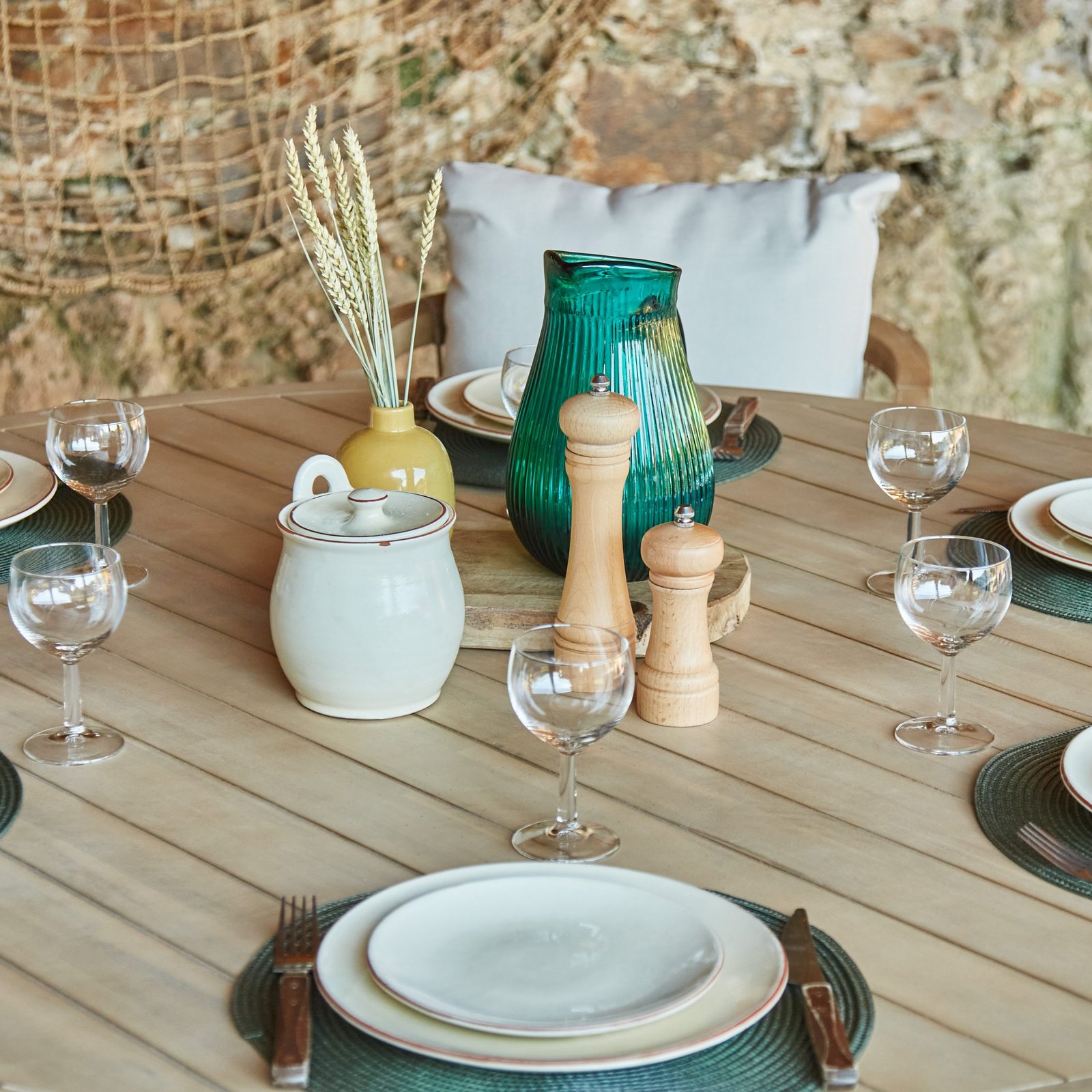 Lot de 4 chaises de jardin en bois d'acacia et en corde tressée - Siena - 9