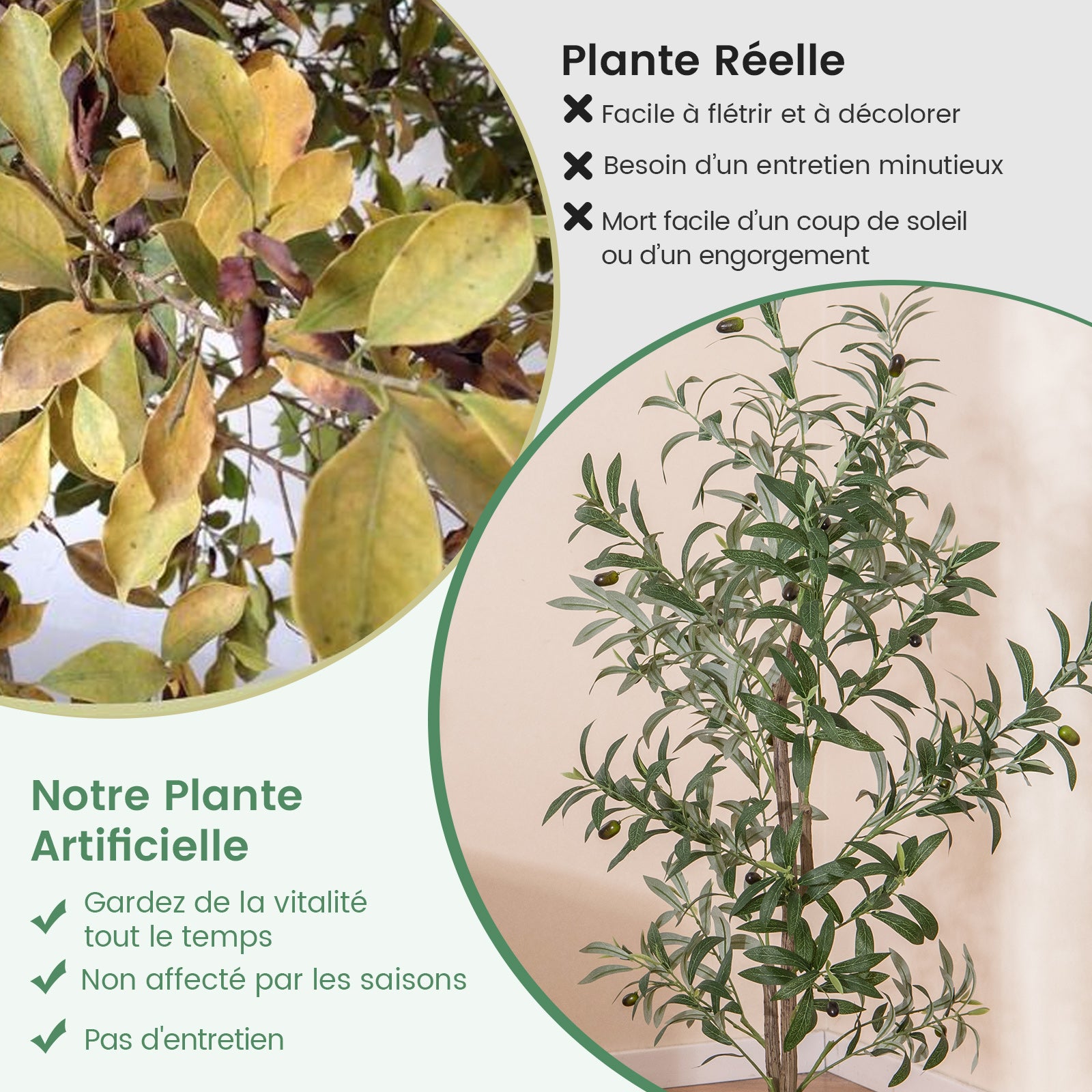 Arbre Artificiel d'olive de 130 cm en Pot, Fausses Plantes avec Fruits Réalistes Plantes Vertes, Décorations Plantes Modernes pour Maison Bureau - 7