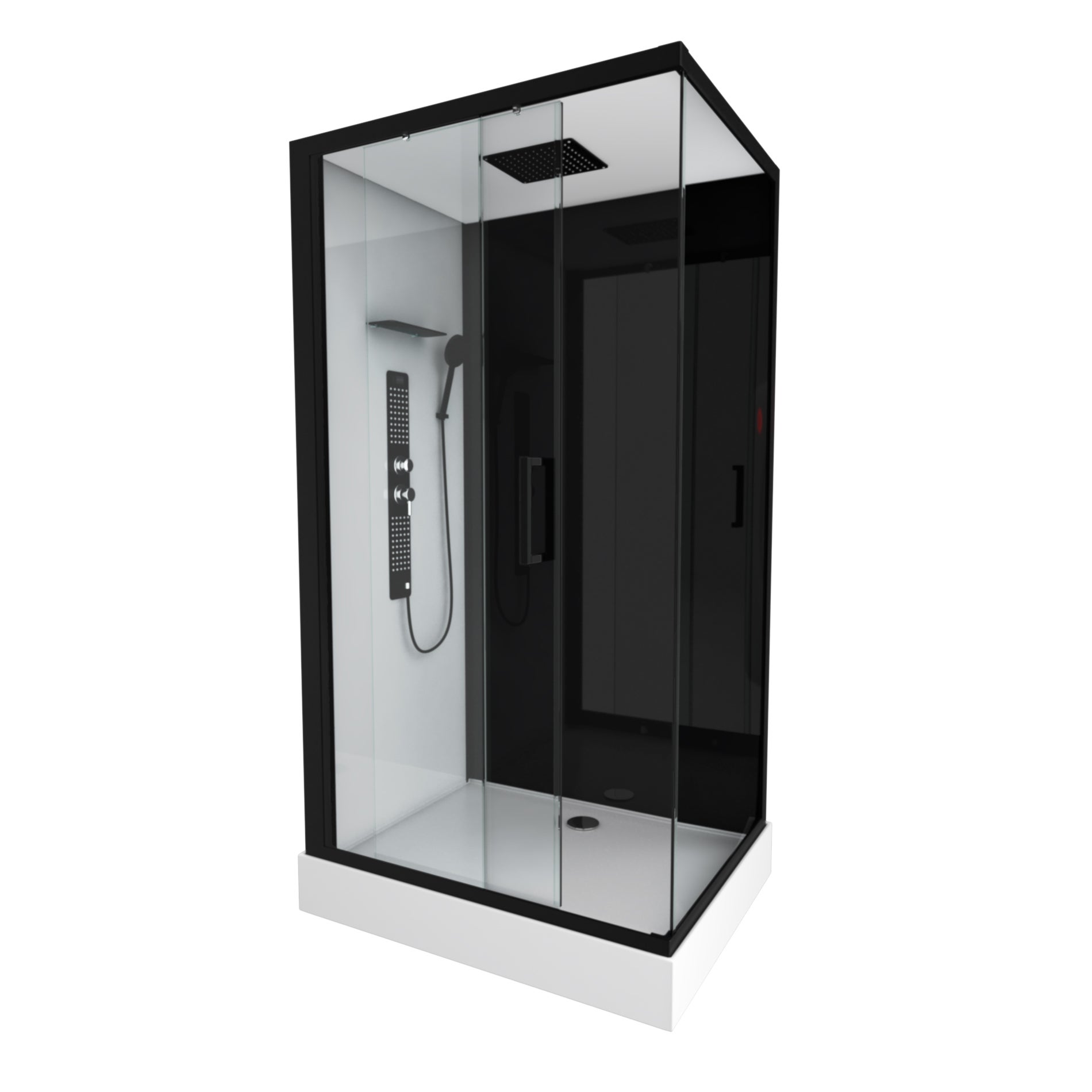 Cabine de douche 110x80x215cm - Verre Trempé - Mitigeur Chrome - DUALITY 3 RECTANGLE - 3