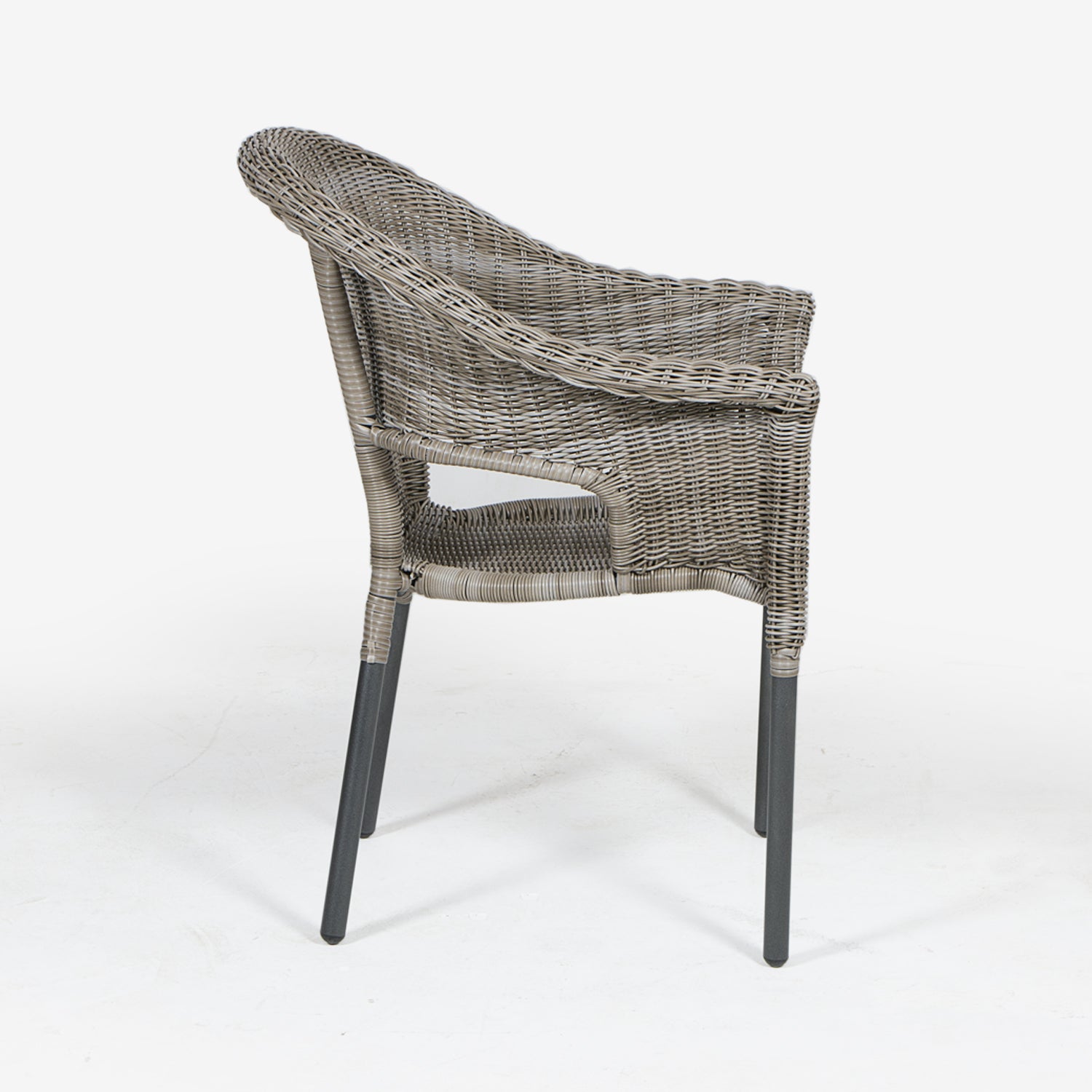 Sillón de jardín apilable de aluminio y ratán sintético gris de diseño rústico - 4