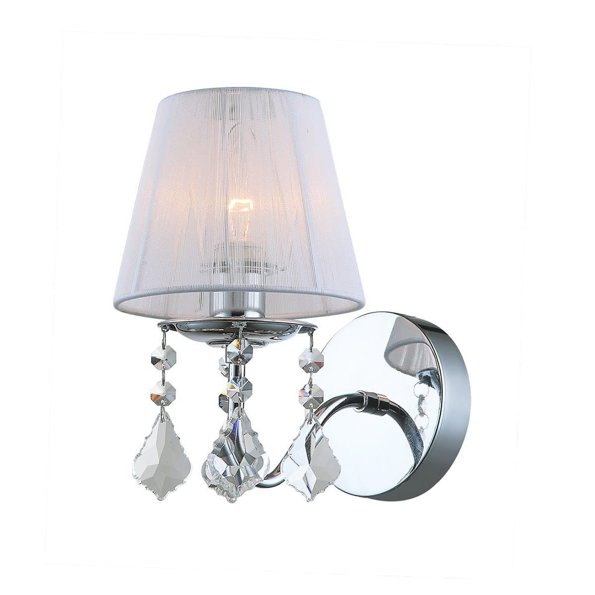 Kinkiet glamour CORNELIA chromowany biały 1xE14x40W kryształ wym:26x14x25cm IP20 Italux