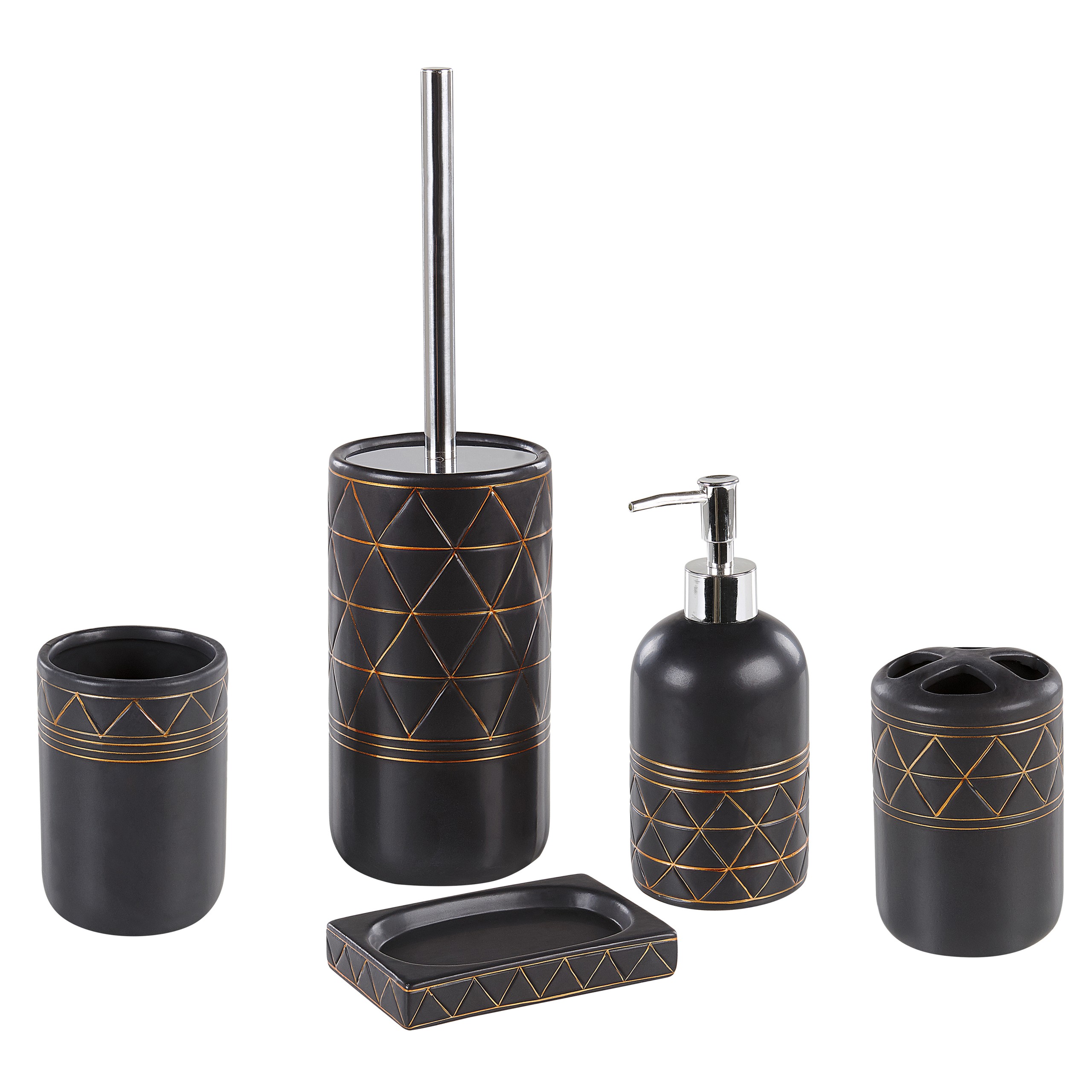 Beliani conjunto de 5 accesorios de baño lanco cerámica negro