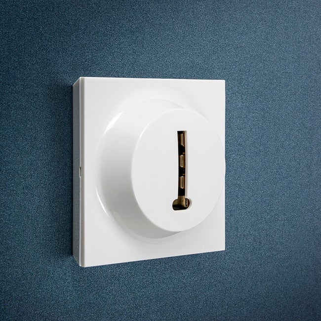 Prise téléphone Fontini Neo Evo, blanc brillant RAL 9003, ABS, extra-plate, installation apparent ou encastré, garantie 10 ans - 3