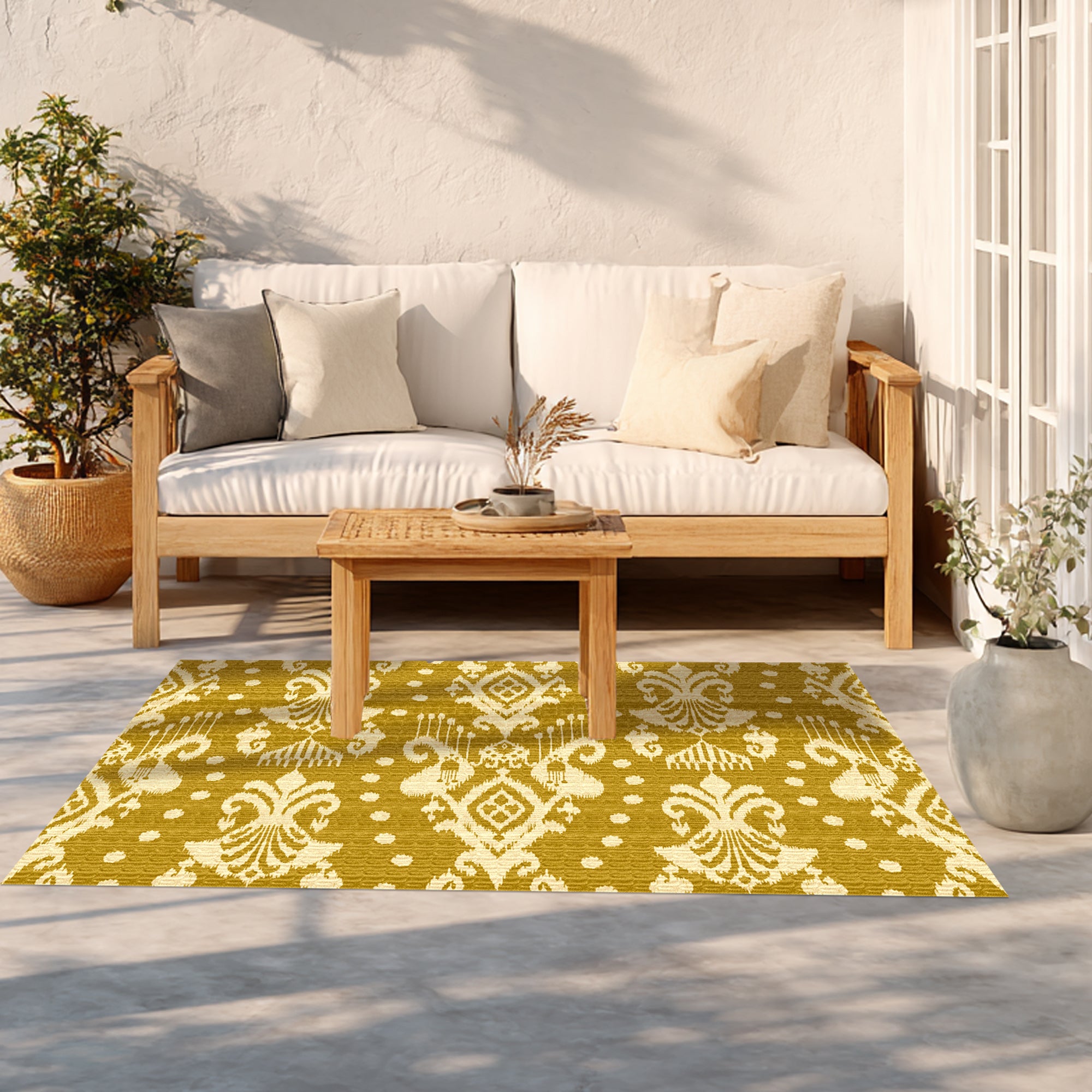 Tapis PVC Intérieur/Extérieur Mallorca Tournesol 160x240 cm - Vinyle imprimé antidérapant, lavable et résistant pour terrasse et maison - 3