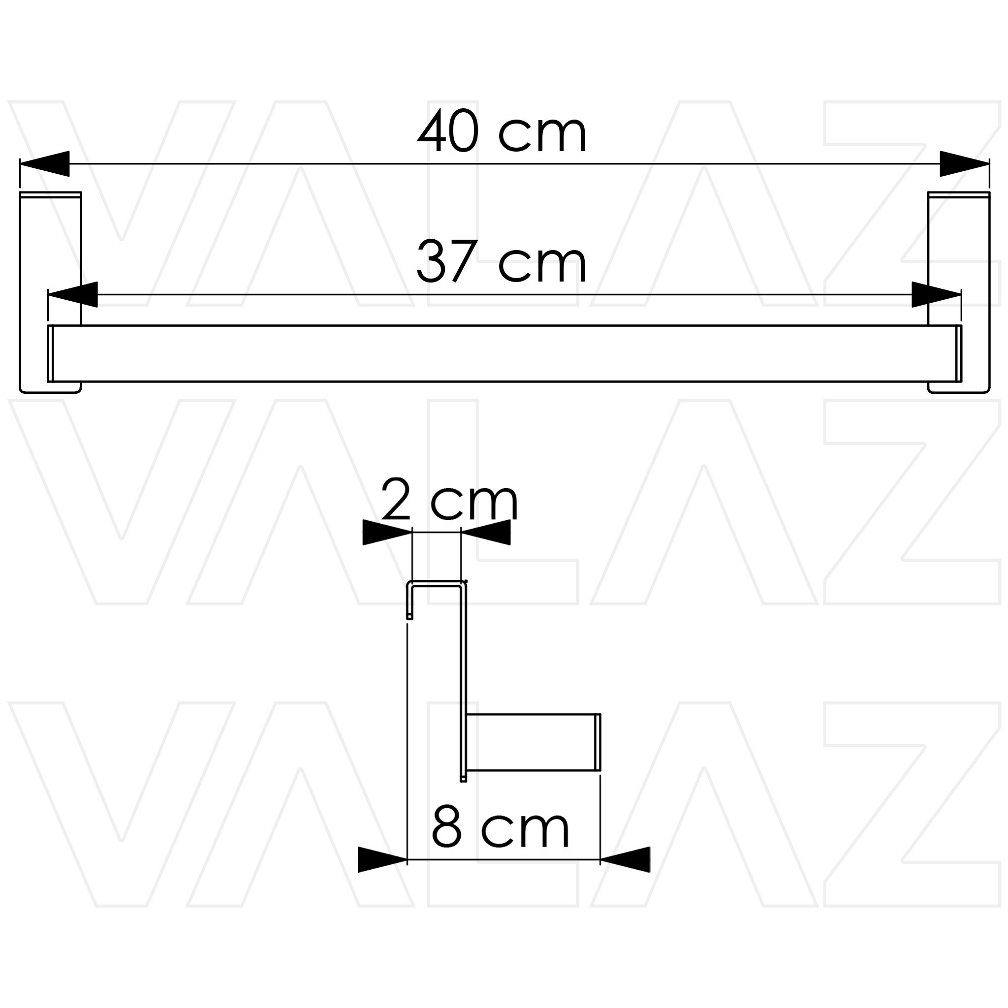 Valaz Toallero para colgar en mueble cuadrado en negro mate para baño - 2