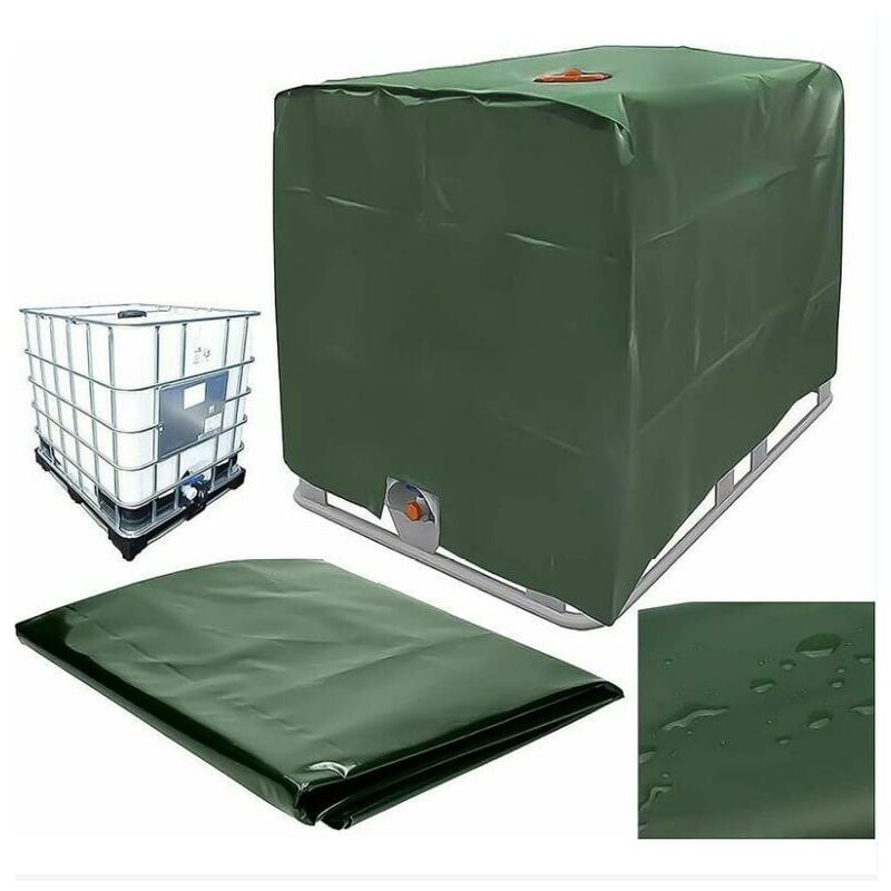 Pokrywa na zbiornik na wodę 120x100x116 cm (zielona), odpowiednia do zbiorników na wodę o pojemności 1000 litrów, pokrywa ochronna na pojemnik na zbi