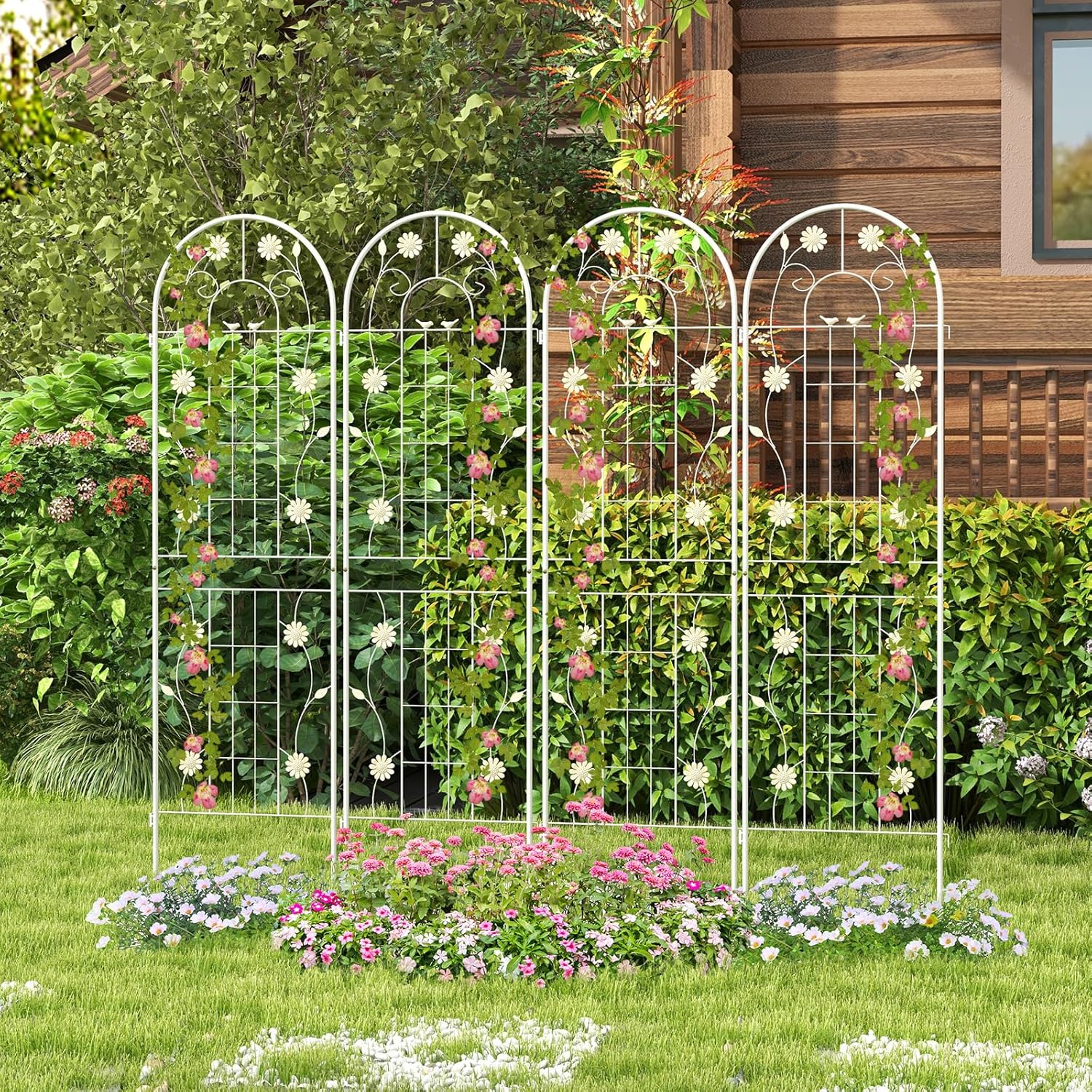 Grigliati per Rampicanti, Set da 2 Supporti Rampicanti 180 x 50 cm in Metallo, Griglie per Tralicci per Piante Tralicci a Incastro,Decorazione - 9