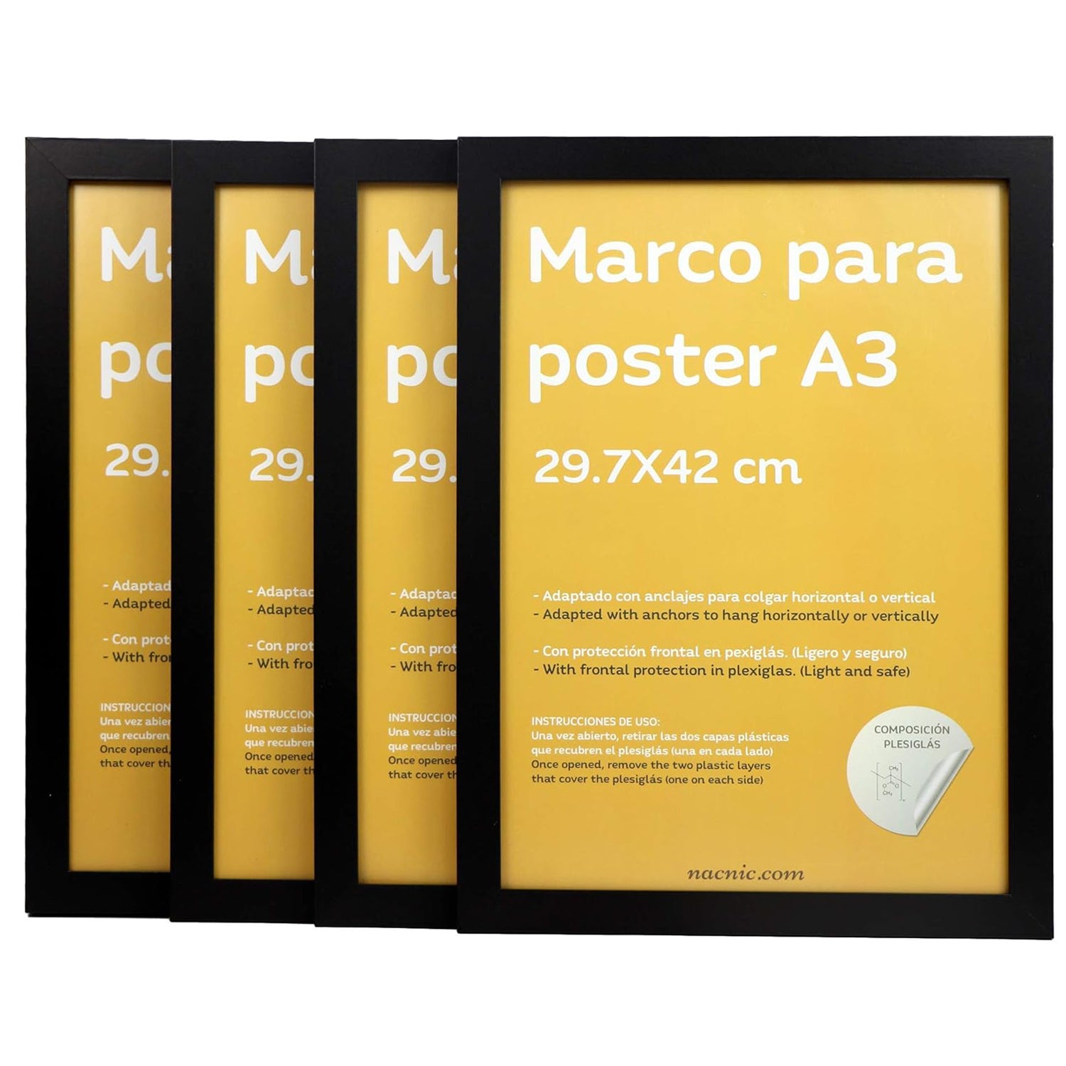 Cadre Photo 18 X 24 Cm Bois Mdf Noir, Cadre Large Bord, Lot De 10 Cadres Photo, Verre Acrylique