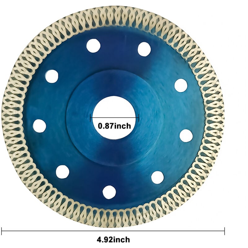 Disque Diamant, Ø125x22,23x H10 mm,1,2mm Extra Fin, X-Teeth Turbo Mesh Rim, Disque à Tronçonner Diamant Séparer et Couper pour Céramique, Carrelage - 5