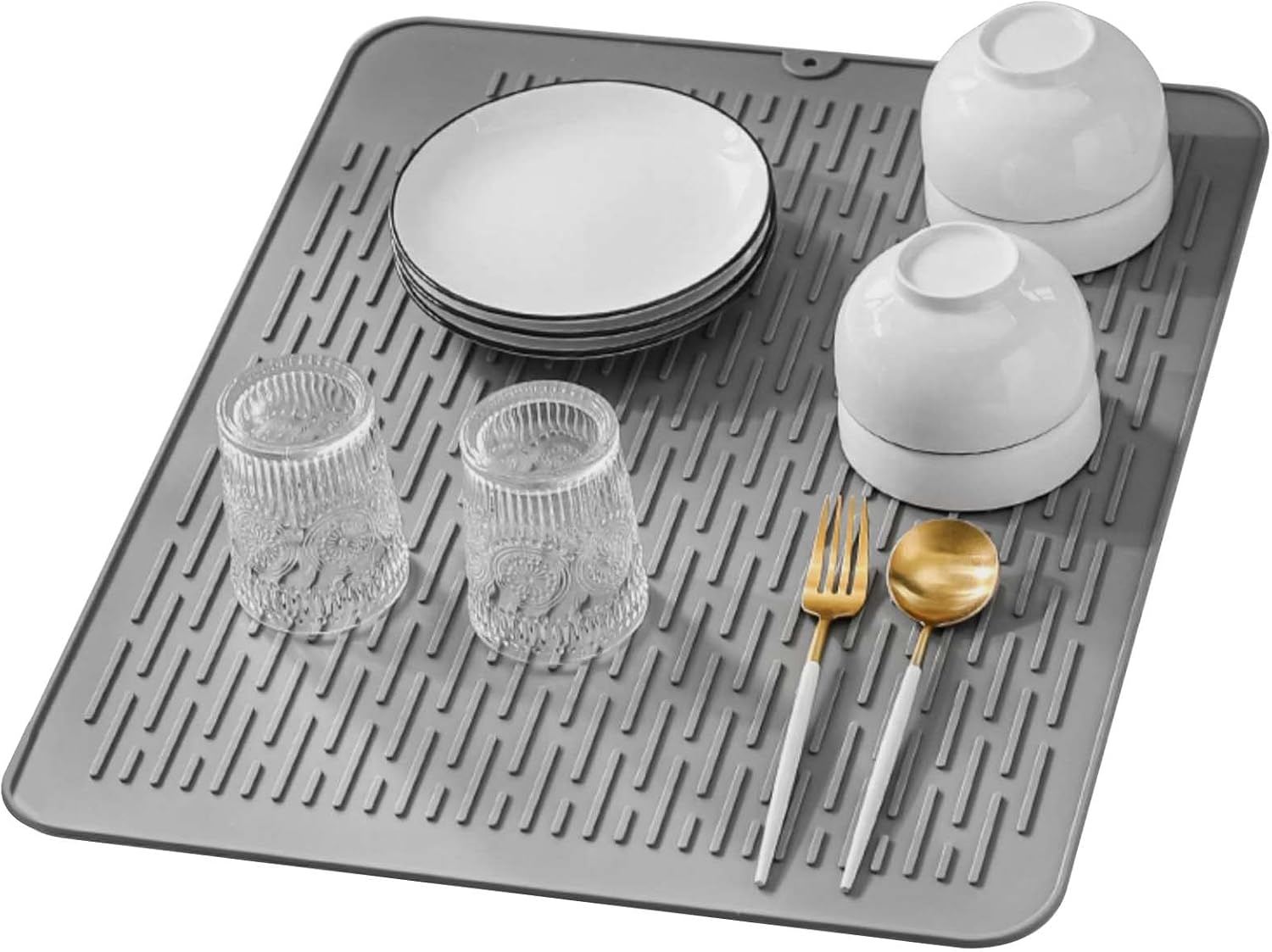 Mata do ociekania naczyń, odporna na ciepło i antypoślizgowa, 40 x 30 cm (szara)