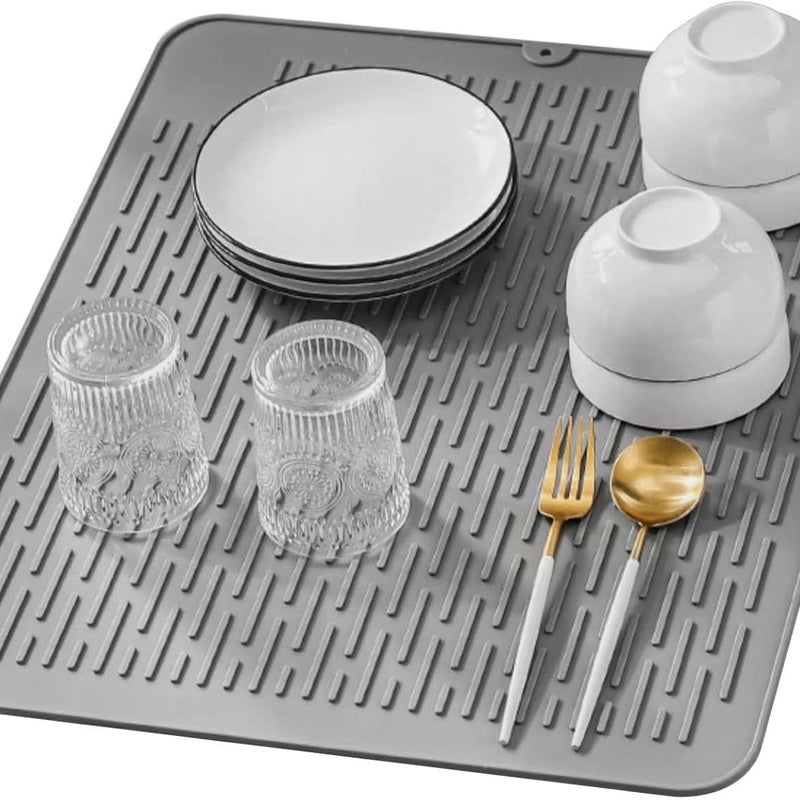 Mata do ociekania naczyń, odporna na ciepło i antypoślizgowa, 40 x 30 cm (szara)