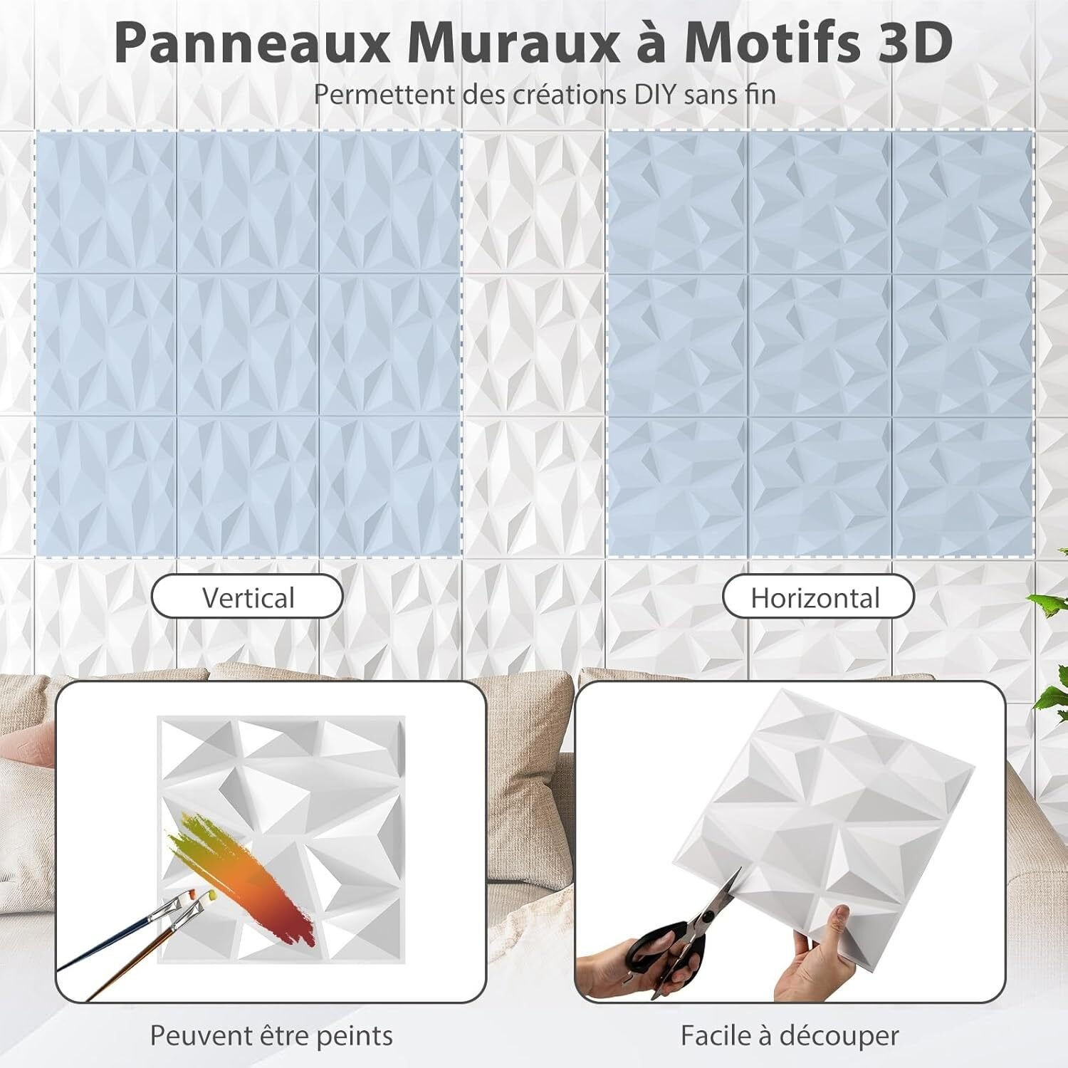 50x/4,5 m² Panele Ścienne 3D, Okładzina Ścienna z Kwadratowych Paneli Wewnętrznych 30x30 cm z PVC, Ognioodporna z Akcentem Diamentowym - 5