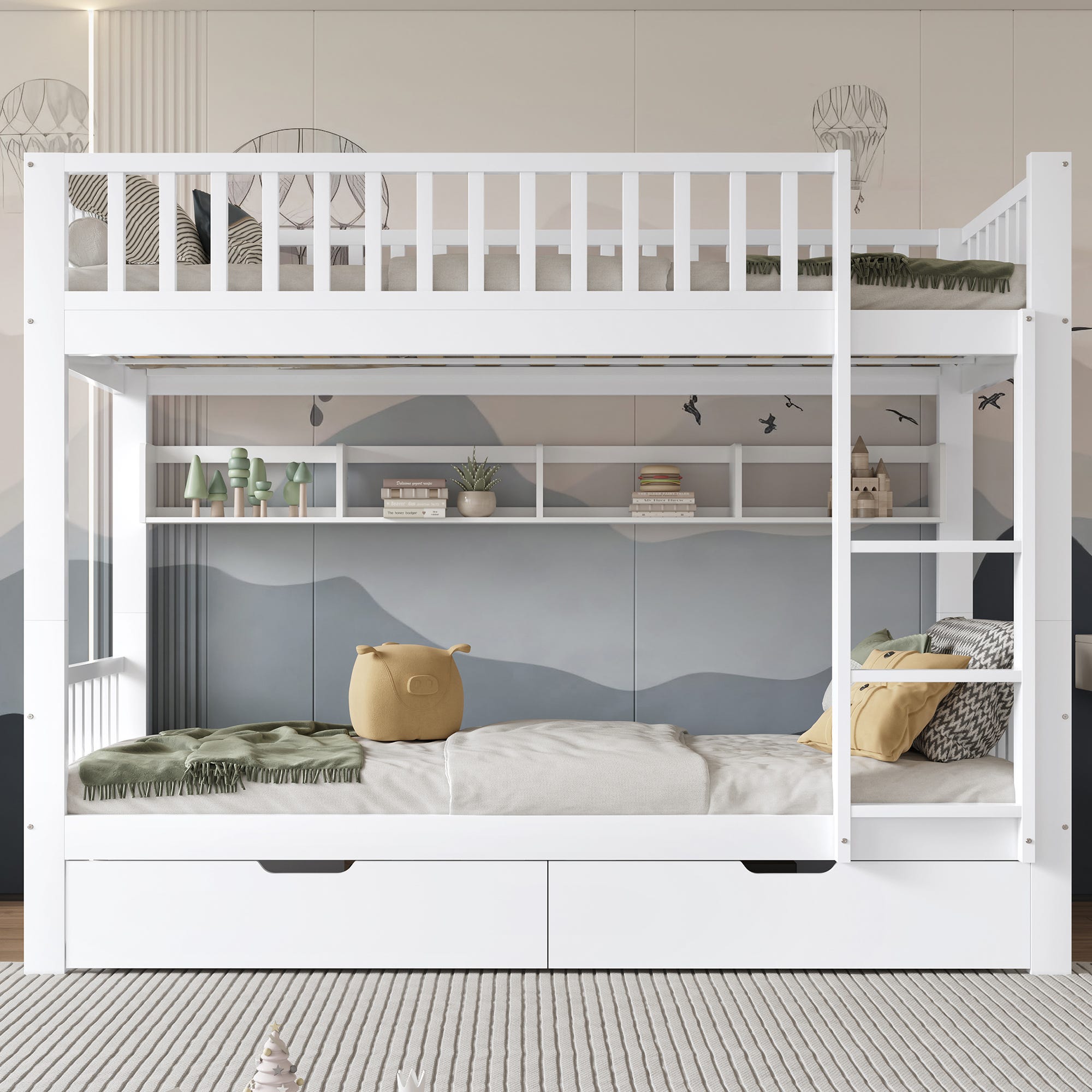 Letto a soppalco con scala di sicurezza, spazio di archiviazione e piccolo armadio, scaffali, design a recinzione, letto singolo, letto per ragazzi (nero, 90 x 200 cm Letto a soppalco con scala di sicurezza, spazio di archiviazione e piccolo armadio, scaffali, design a recinzione, letto singolo, letto per ragazzi (nero, 90 x 200 cm