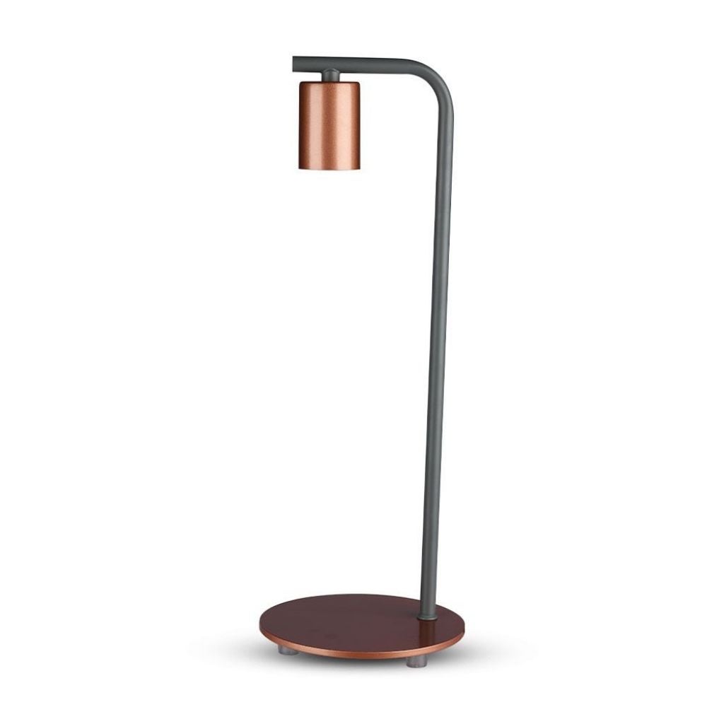 Lampa stołowa LED z gniazdem E27 i wykończeniem w kolorze brązowym
