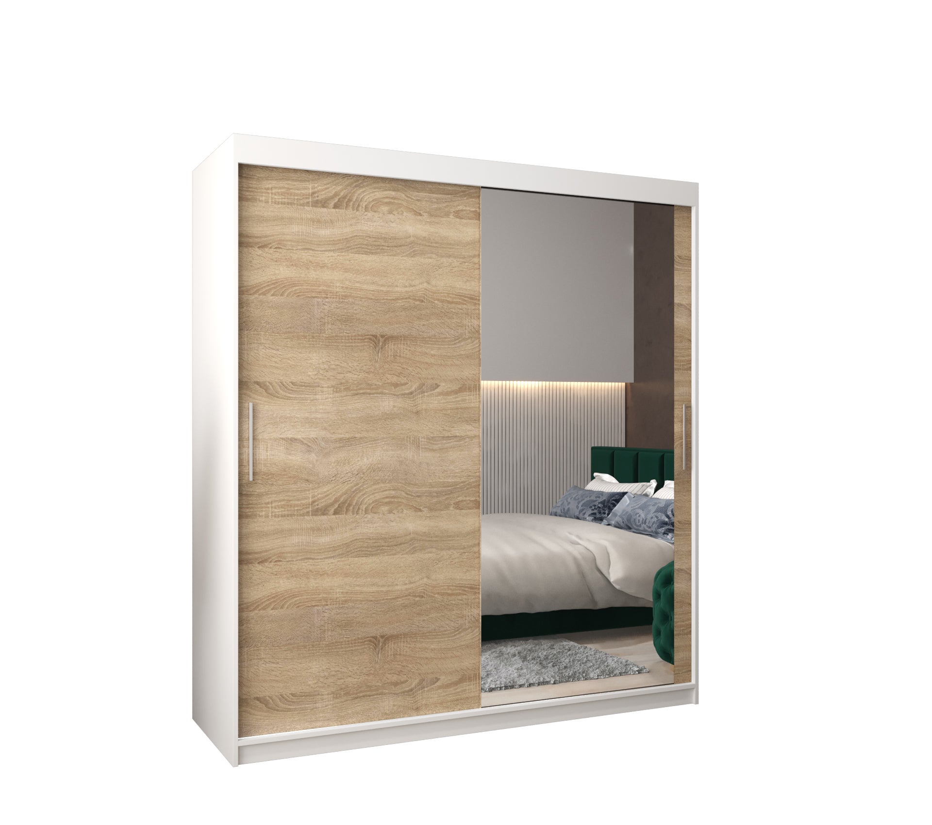 Szafa przesuwna garderoba TOKYO 2 180 x 62 x 200 cm Biały + Sonoma - Abiks Meble