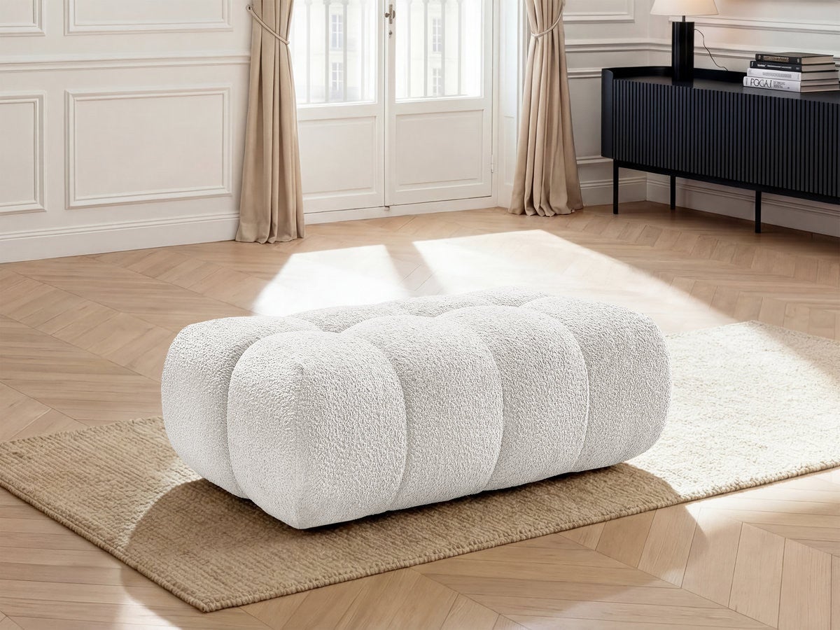 Pouf JAYA tissu chenille BOBOCHIC 1 place Blanc | Leroy Merlin