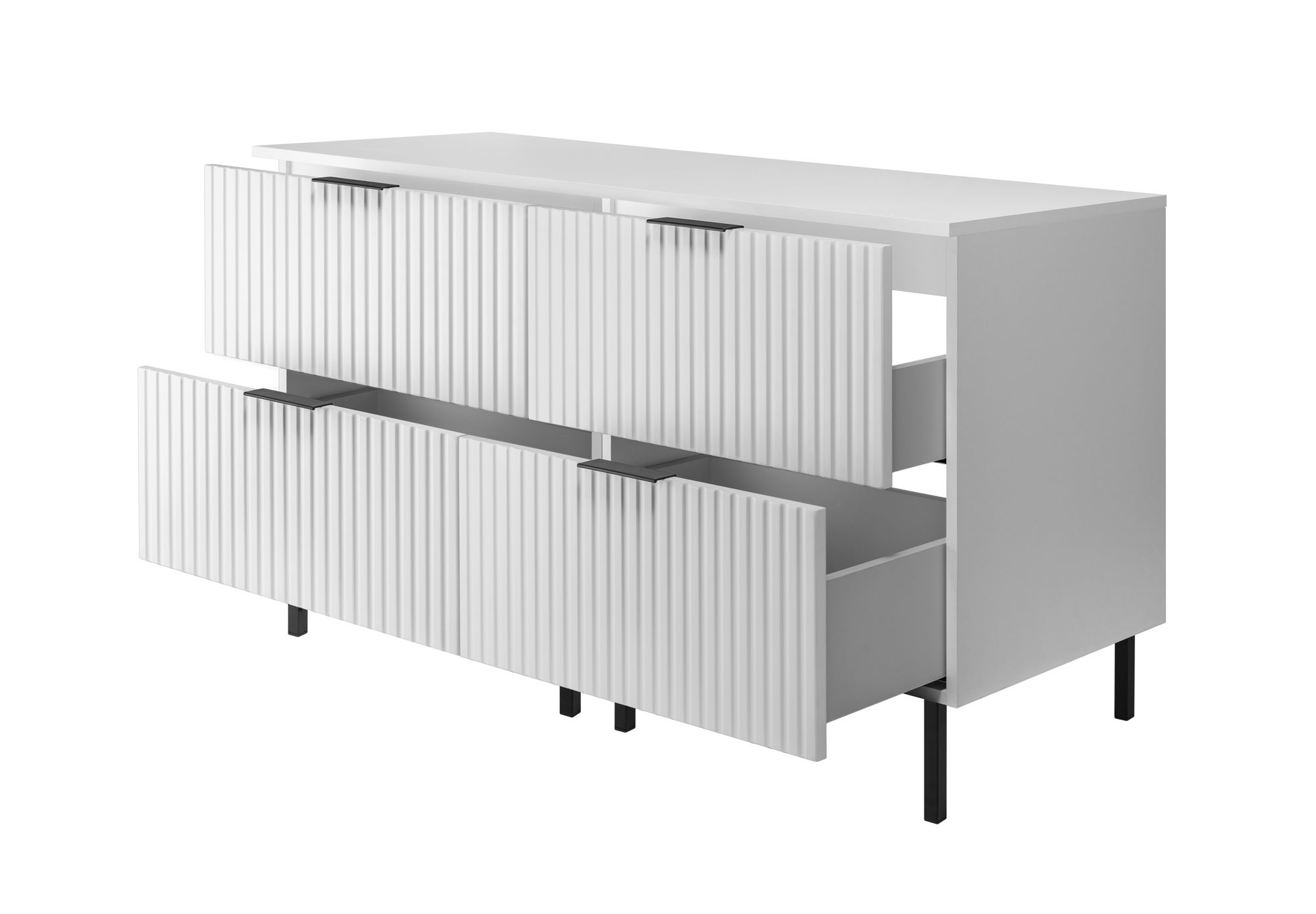 Szafka pod umywalkę z blatem FLOW 120 cm biała 2 kolory uchwytów nóżki w zestawie ryflowane fronty