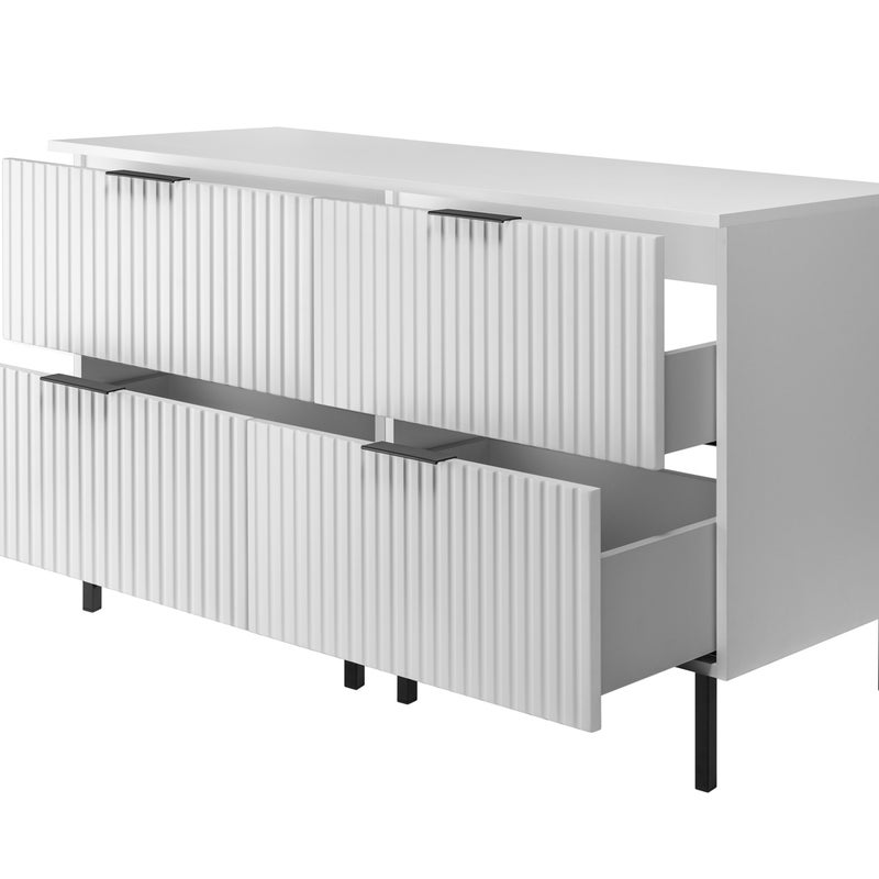 Szafka pod umywalkę z blatem FLOW 120 cm biała 2 kolory uchwytów nóżki w zestawie ryflowane fronty