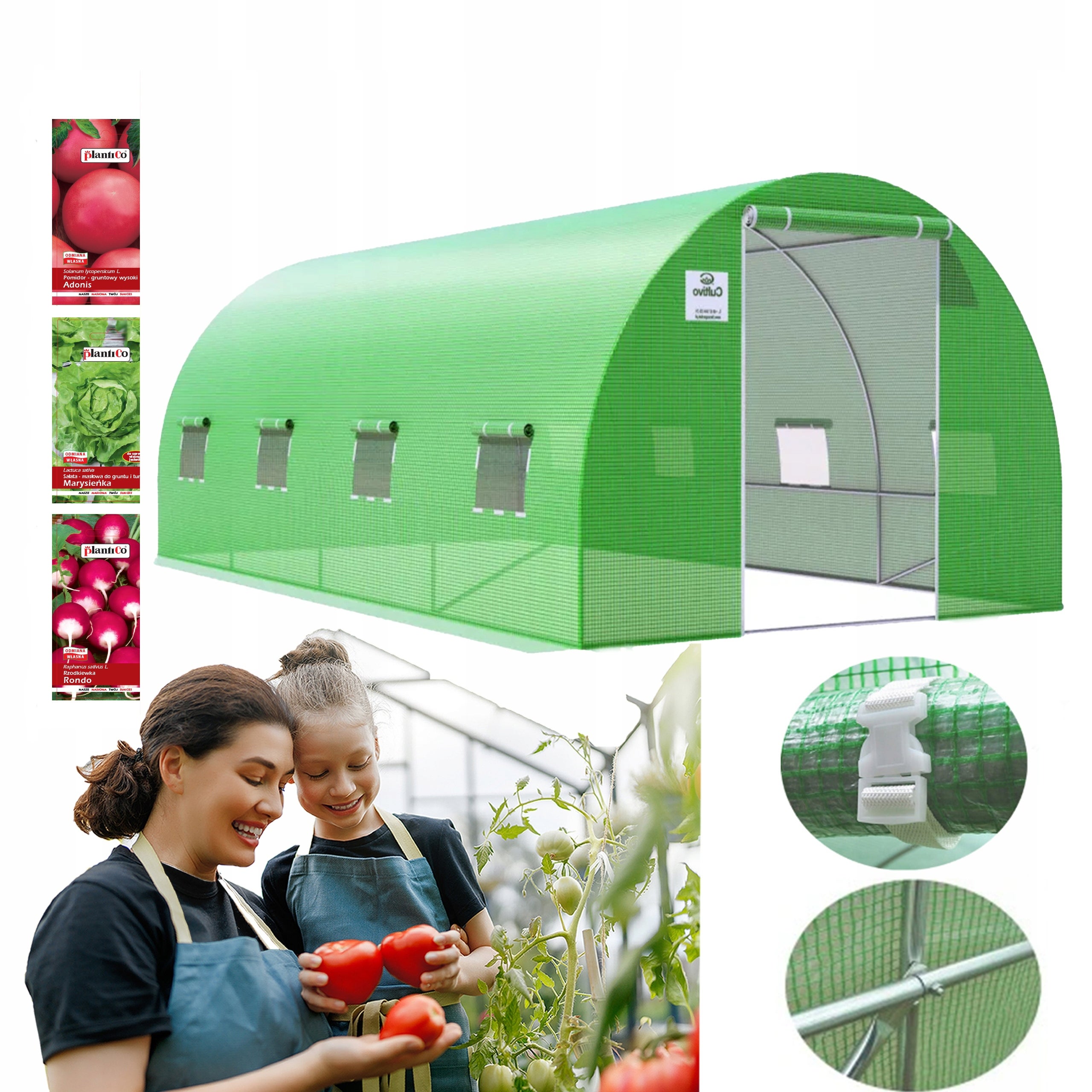 Tunel Foliowy Cultivo Ogrodowy 6x3 Szklarnia 3x6 Zielony Foliak 1 szt