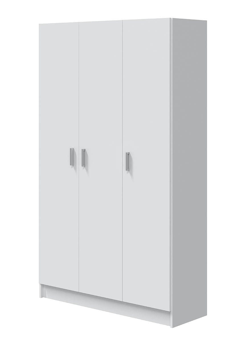 Armoire Rangement Nettoyage 3 Portes En Mélamine Coloris Blanc - Dim : H180 X L108,8 X P37 Cm - 2