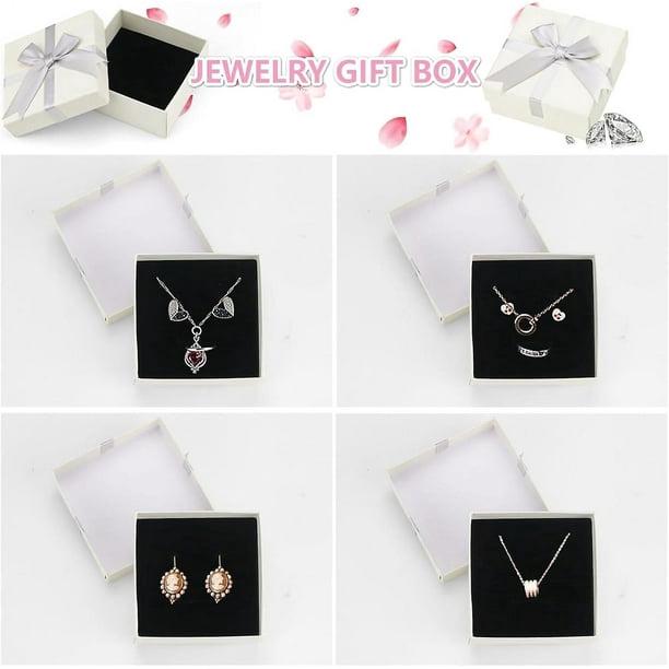 6 Scatole Regalo Per Gioielli Con Fiocco, 7,5x7,5x3,5 Cm, Eleganti E Resistenti (Nero)