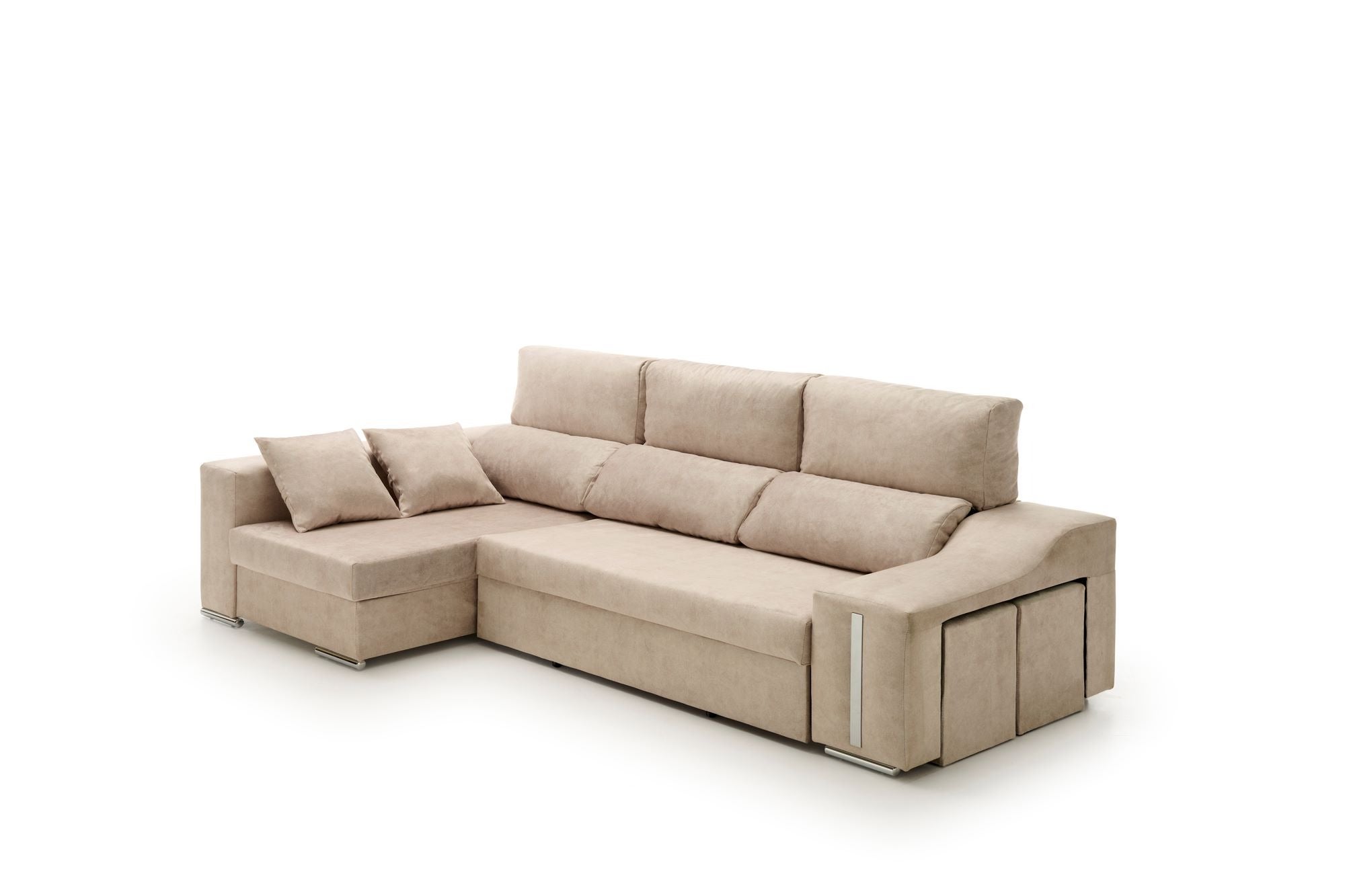 Velare  Sofa Chaise Longue Cama Con Arcón Y Puff Giuliana Izquierda Beige , Leroy Merlin