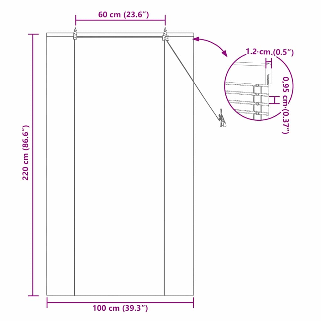 Roleta z zasłonami natura 100 x 220 cm Bambus vidaXL - 3