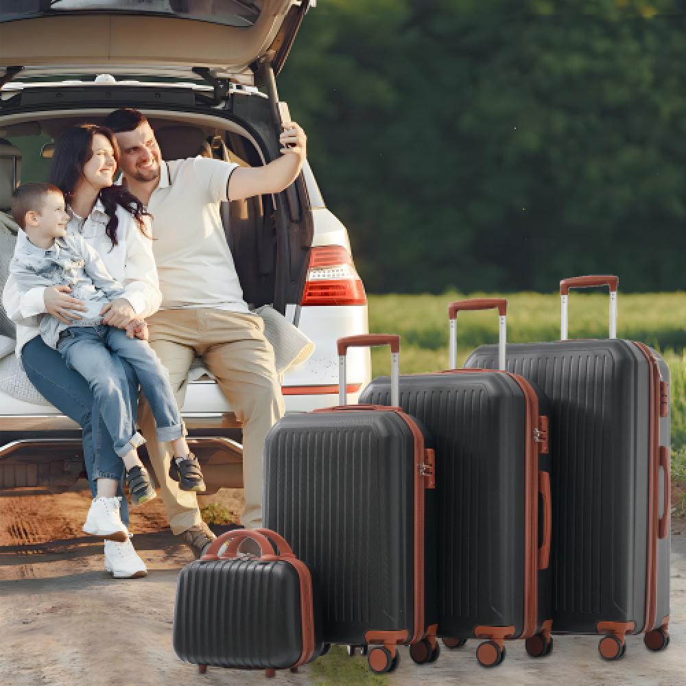 Set de maletas s&m&l&xl 14-28 pulgadas – maletas rígidas con asa telescópica de metal, ruedas 360°, cerradura tsa, expandible y duradera