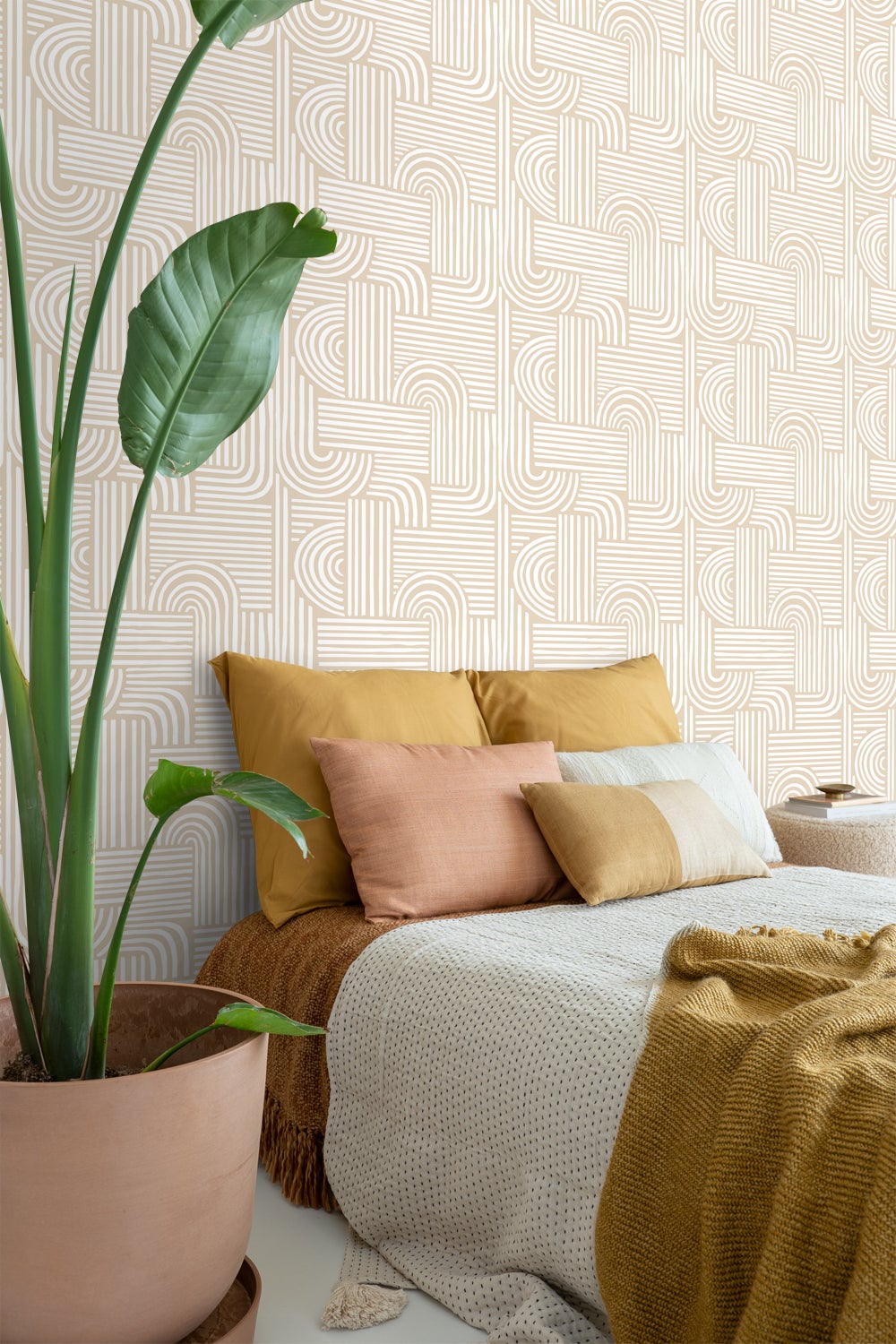 Papier peint graphique 3D sable beige - 53 cm x 10.05 m - ESTAhome - 2