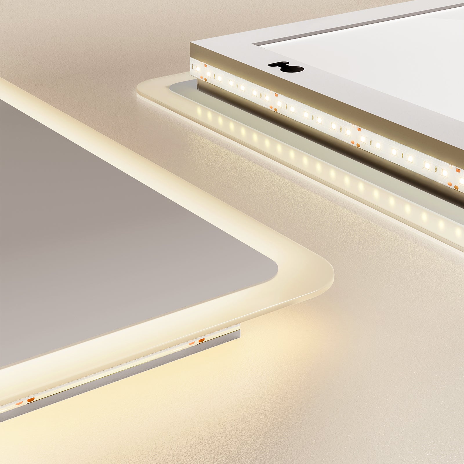 EMKE Miroir de salle de bain LED 100 x 60 cm - Bluetooth, Antibuée, 3 couleurs de lumière, intensité réglable, Grossissant 3x - 6