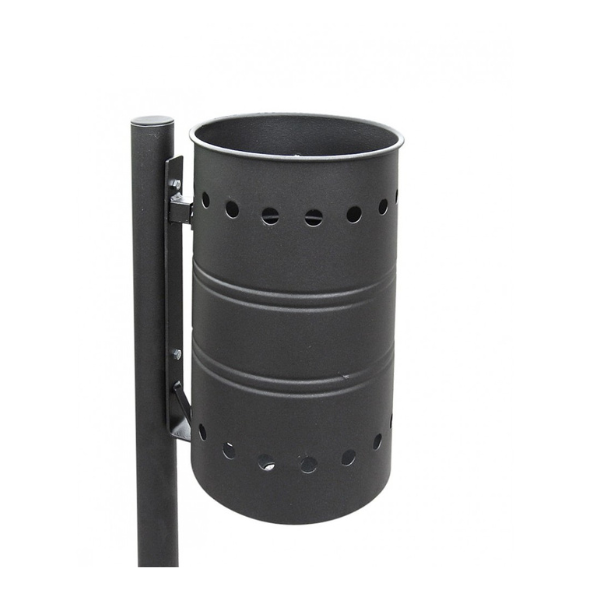 Supporto Per Sacco Rifiuti STIER, 120 Litri, In Acciaio Zincato Con Tenditore In Gomma E Coperchio Nero, 52x52x94 Cm - copertina