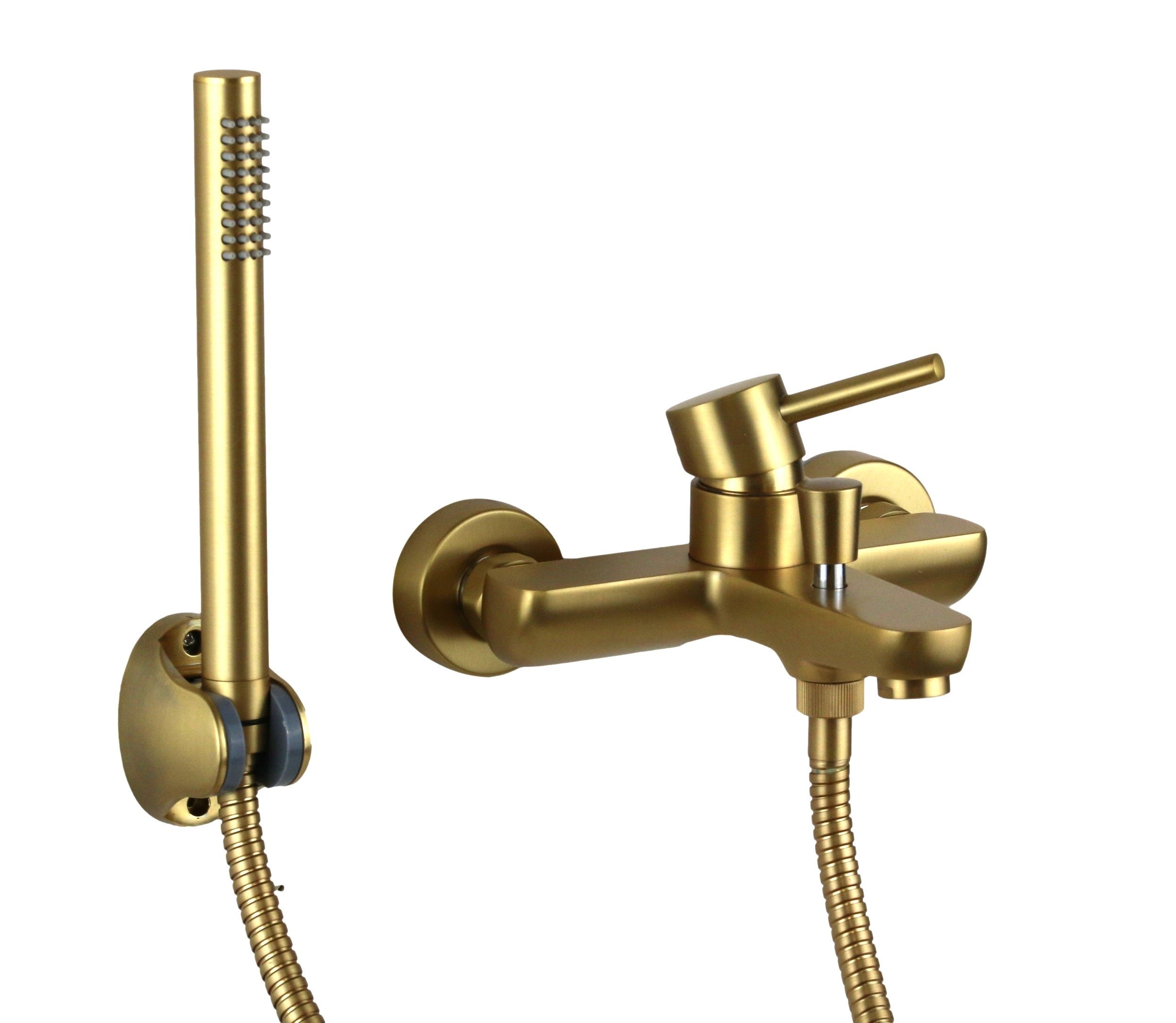 Estante Flotante De Metal, Juego De 2, Estante De Pared Dorado Cepillado, Cabina De Ducha