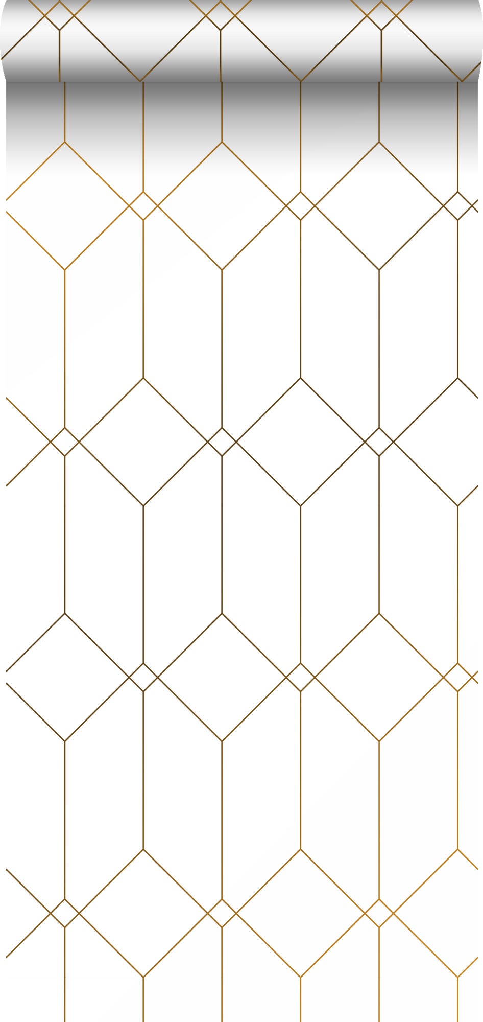 Papel pintado arte deco blanco y oro - 0,53 x 10,05 m - estahome
