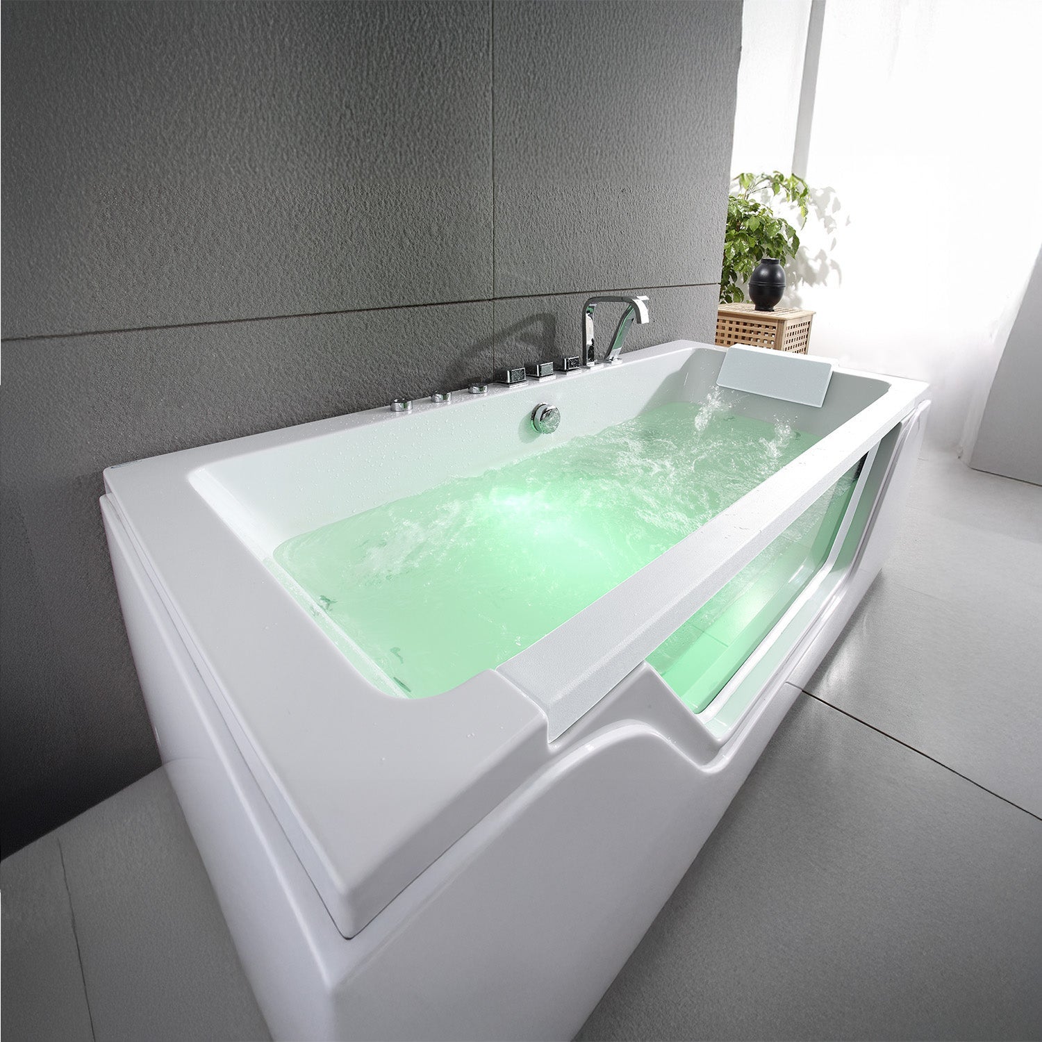 Baignoire Balnéo Rectangulaire Avec Hublot Tahiti White Jets 170 X78 X60 Cm, By Spalina - 7