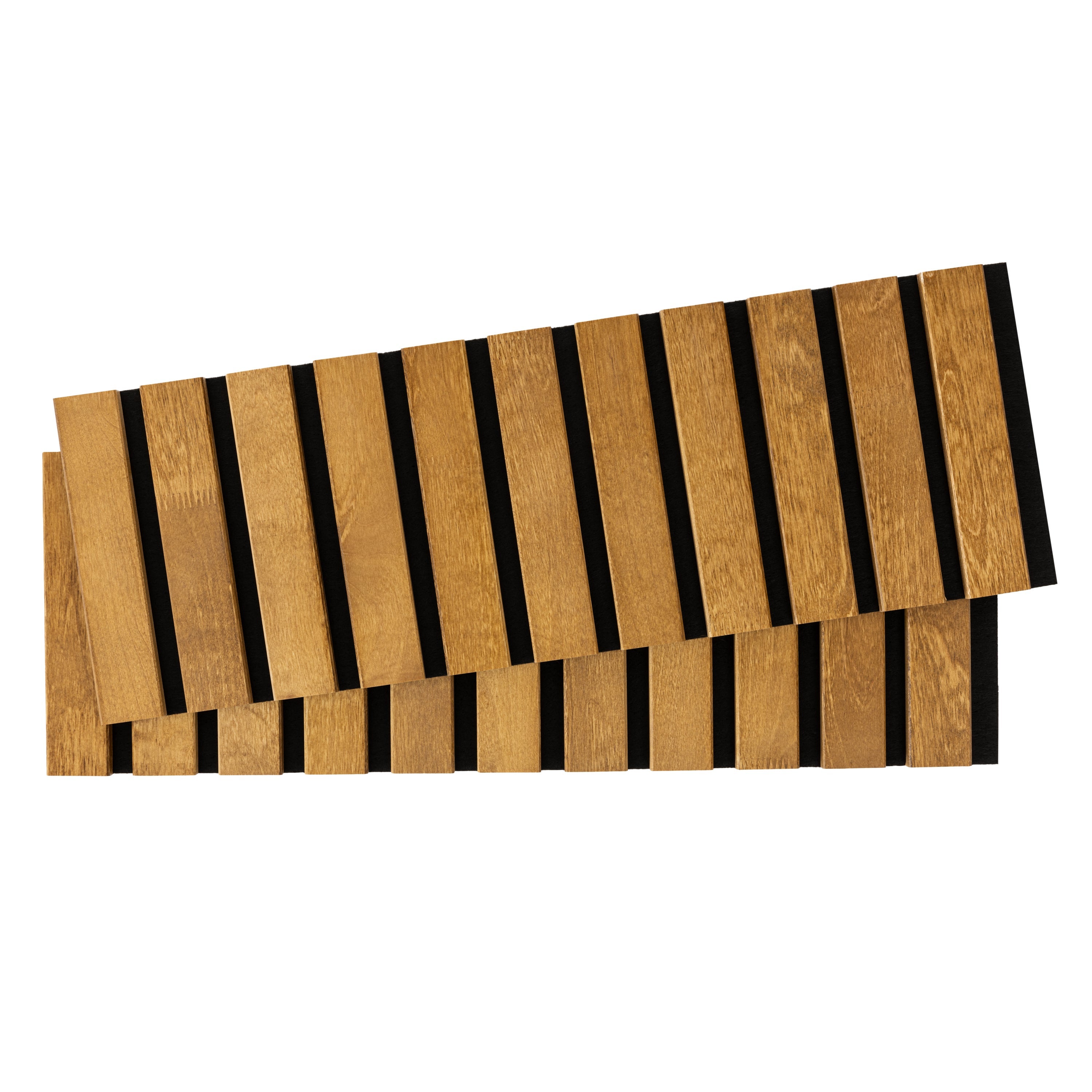 Panneau Tasseau Acoustique en Bois - 20x60cm - Lattes 40mm, Support en Feutre Noir - 5