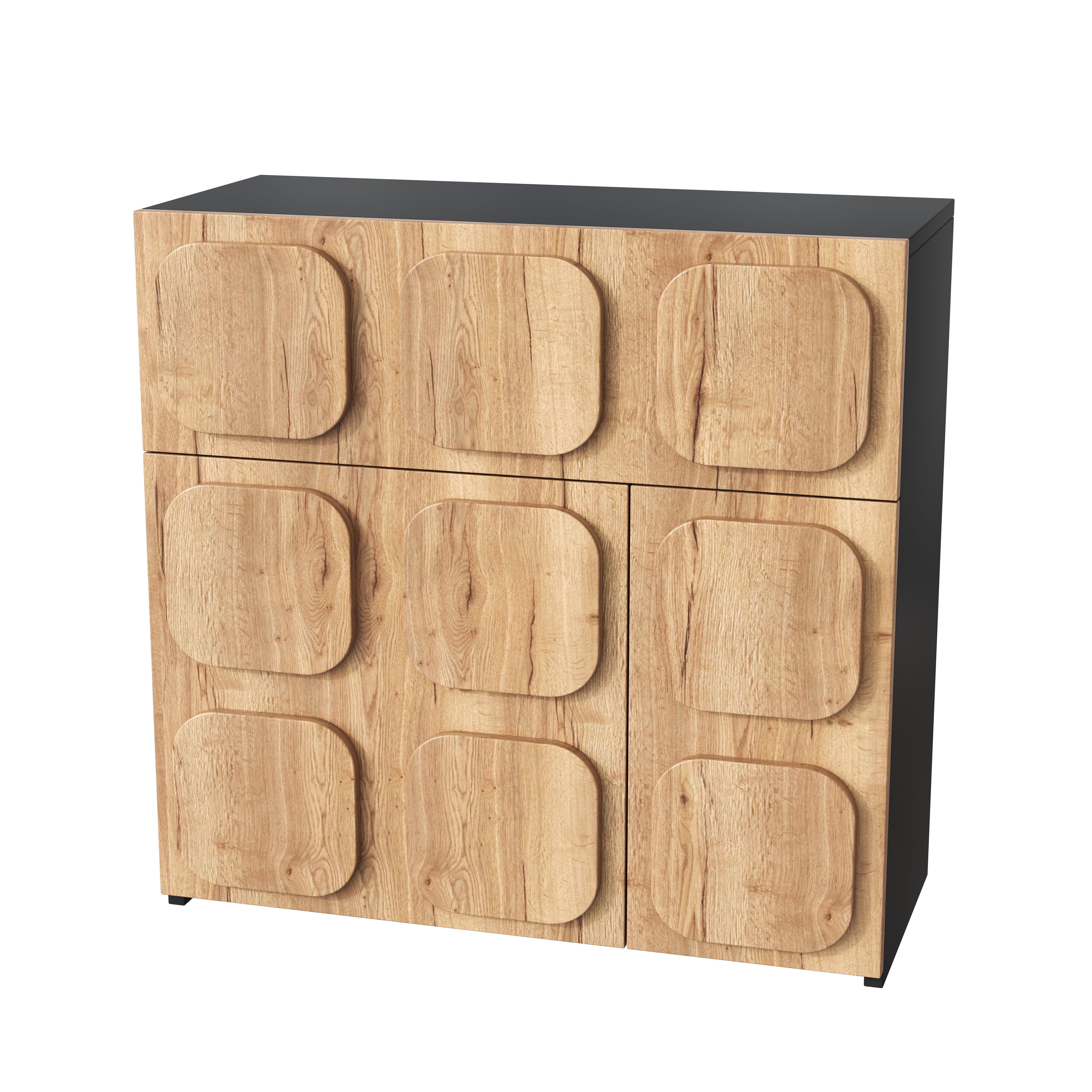 Credenza retrò modulare 5 scomparti legno ingegnerizzato legno naturale - 5