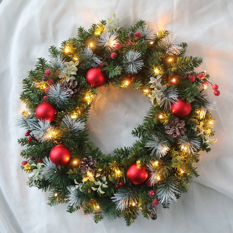 Guirlande de pommes de pin de Noël avec lumières, 30 cm, guirlande artificielle à suspendre, décoration de Noël pour la maison - 2