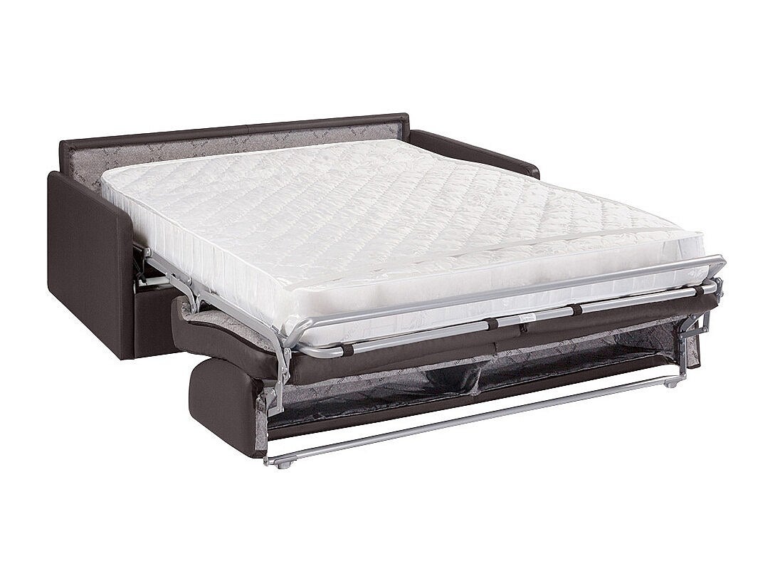 Canapé 4 places convertible express en simili gris - Couchage à lattes larges 160 cm - Matelas 18 cm CALIFE - 2