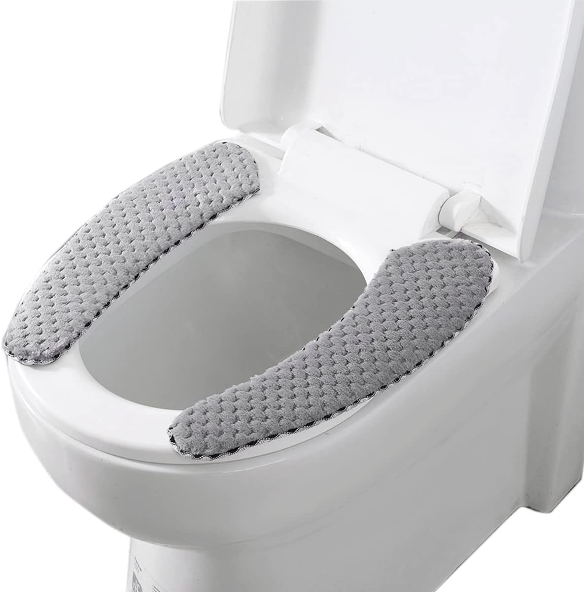 Zmywalna, miękka i ciepła nakładka na deskę sedesową z taśmą klejącą do łazienki, antypoślizgowa i miękka (szara).