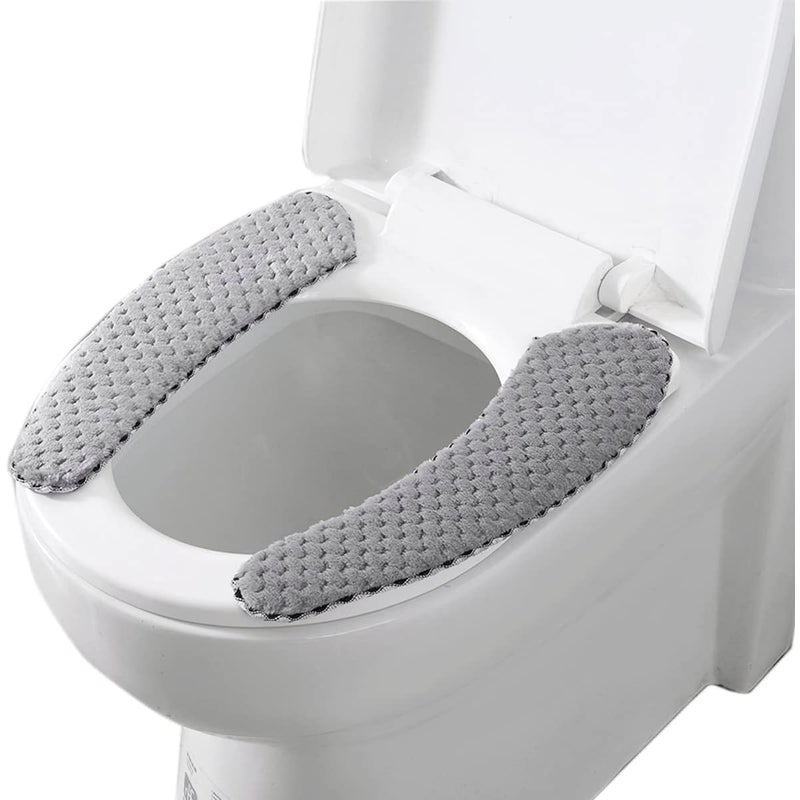 Zmywalna, miękka i ciepła nakładka na deskę sedesową z taśmą klejącą do łazienki, antypoślizgowa i miękka (szara).