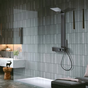 BERNSTEIN - Colonne de douche moderne combinée thermostatique acier inoxydable avec douchette - 112,5x50cm - NT038 Pro