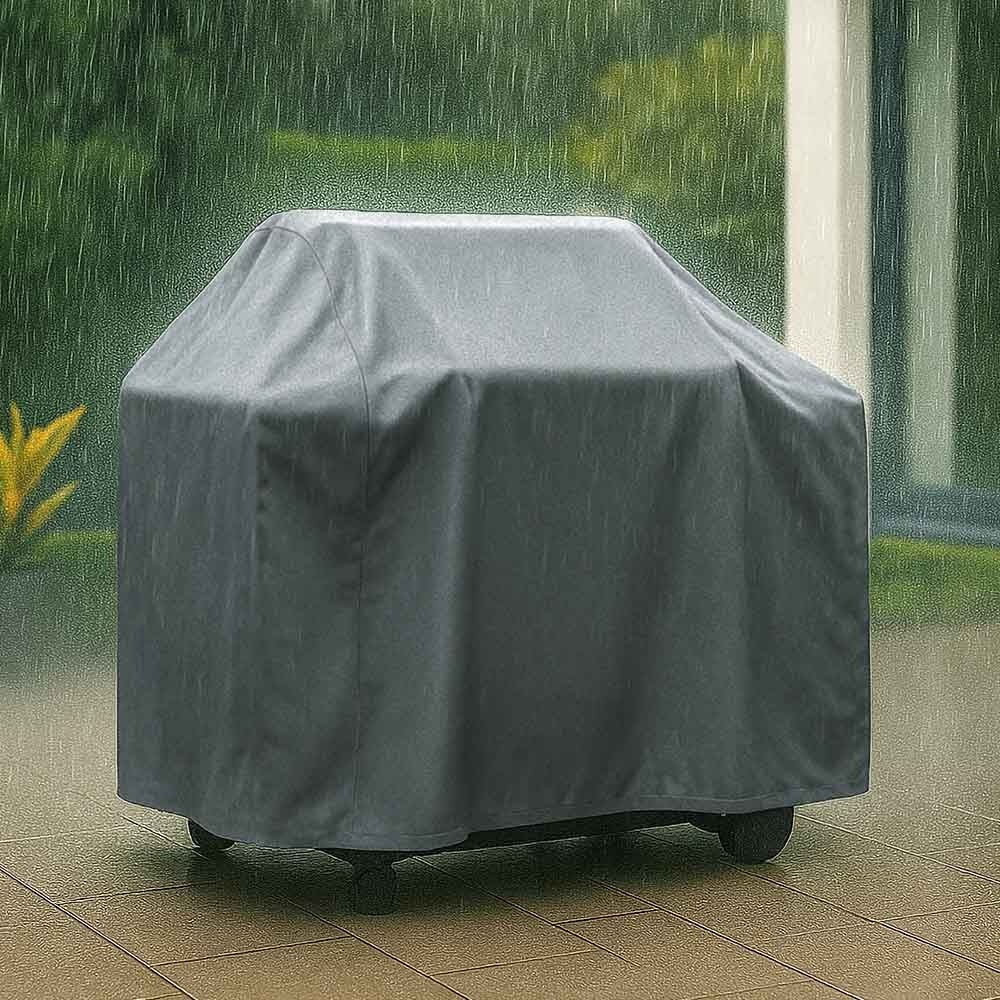 Housse barbecue 120x70x70 cm gris - Étanche, résistante UV, polyester 600D - 5