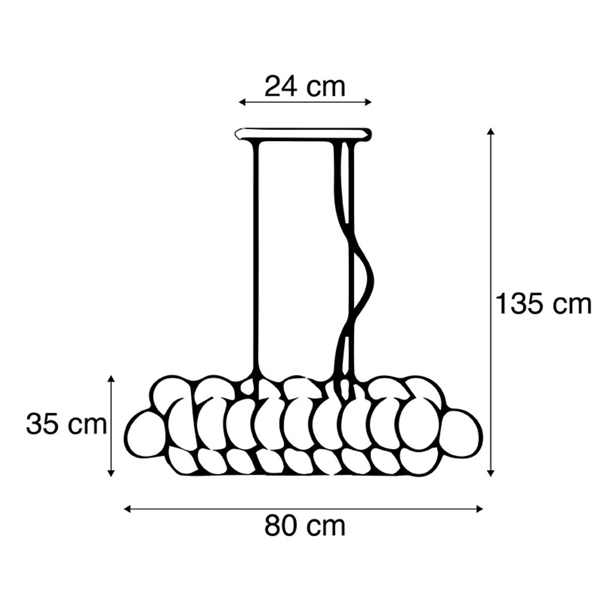 Qazqa design lampe suspendue pour table à manger - Uvas - ambre, max. 28w, g9, à 8 lumières, 80cm, idéal pour la salle à manger - 3