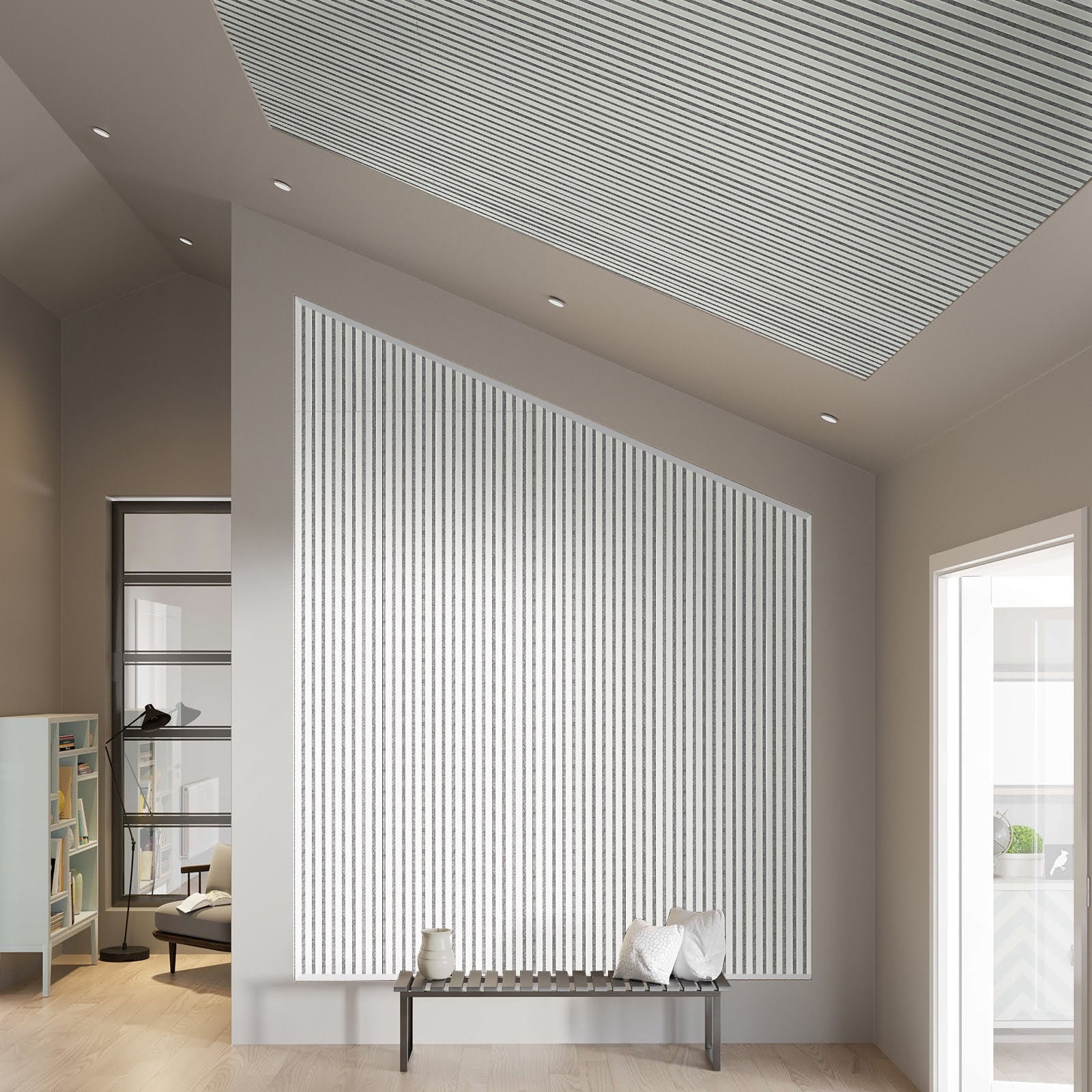 Panneau tasseaux acoustique 240×60 cm – Snow | AKUPANEL BY WOODMONDO - 5