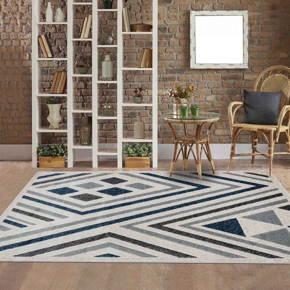 tapis chambre 120x160 tissé noir et gris rectangle motif ethnique SOLGA A - 2