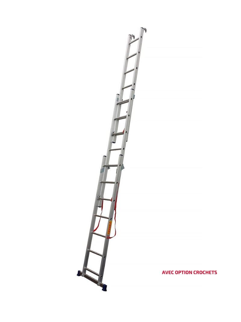 FACAL - Échelle transformable aluminium 3 plans Stilo – Longueur 4 à 8 m - Échelle parisienne - Longueur déployée 8,18 m - 3