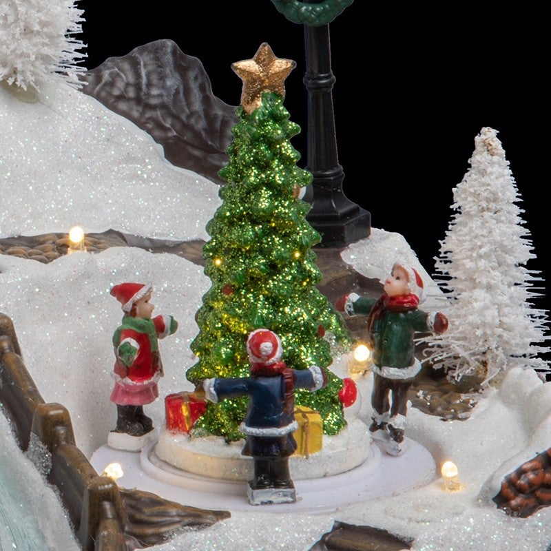 Chalet e albero di Natale illuminato 17 LED l.31cm - 6