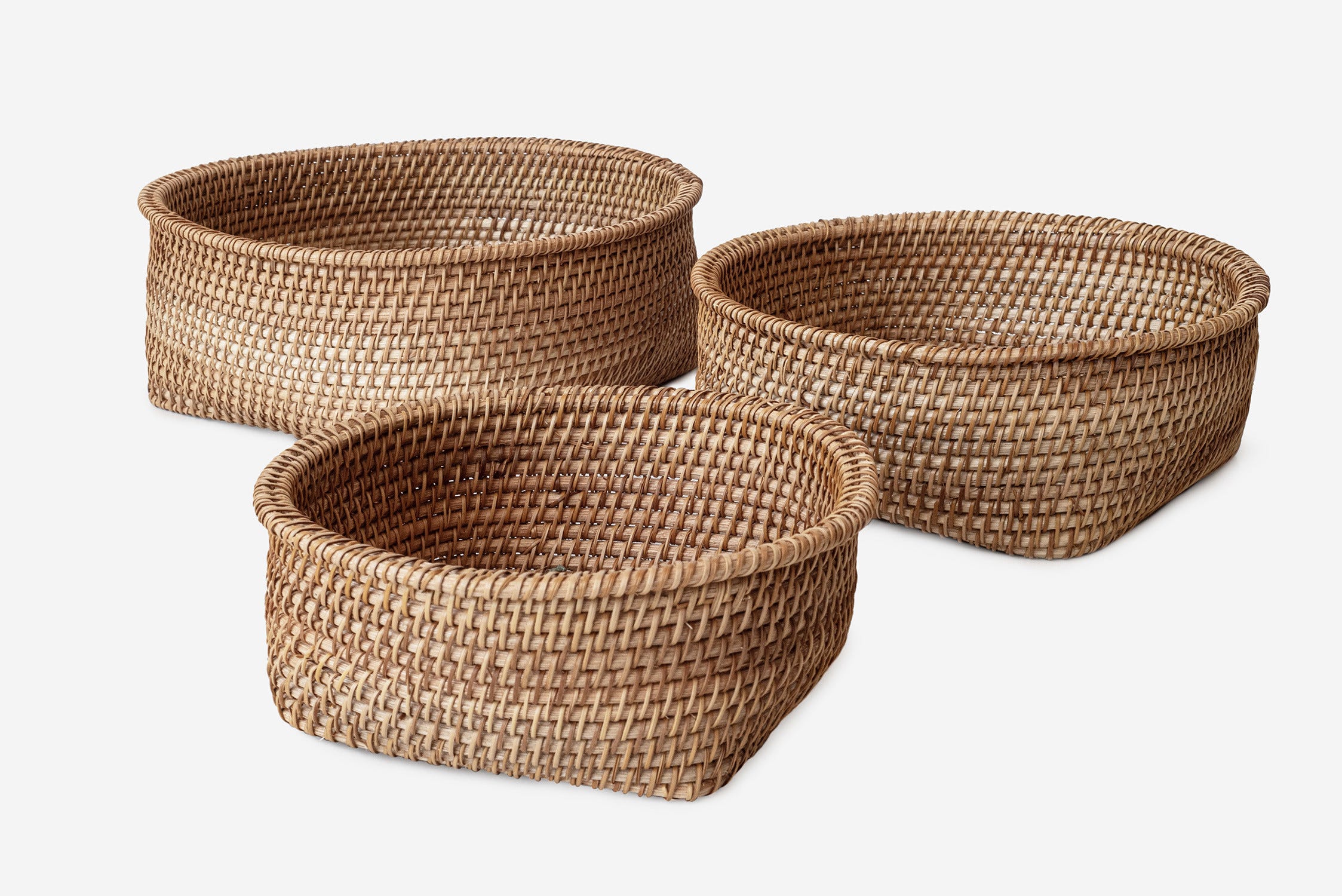 Set 3 Cestini Rattan Naturale - Cestini Frutta E Pane Per Cucina Fatti A Mano - Foto 4