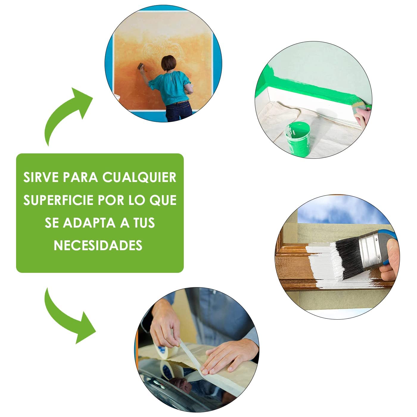 Jdel Nastro in crepe, nastro adesivo per pittore, crepe fine per incollare in modo pulito su lavori di pittura (6 rotoli, 48 mm x 45 m) - 2